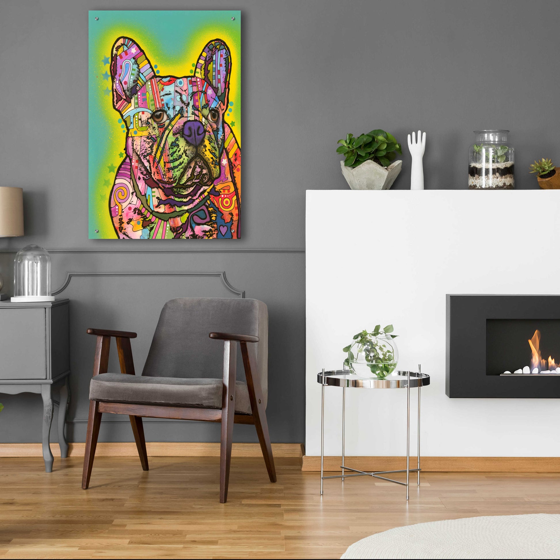 Epic Art 'French Bulldog III' by Dean Russo, Acrylic Glass Wall Art,24x36