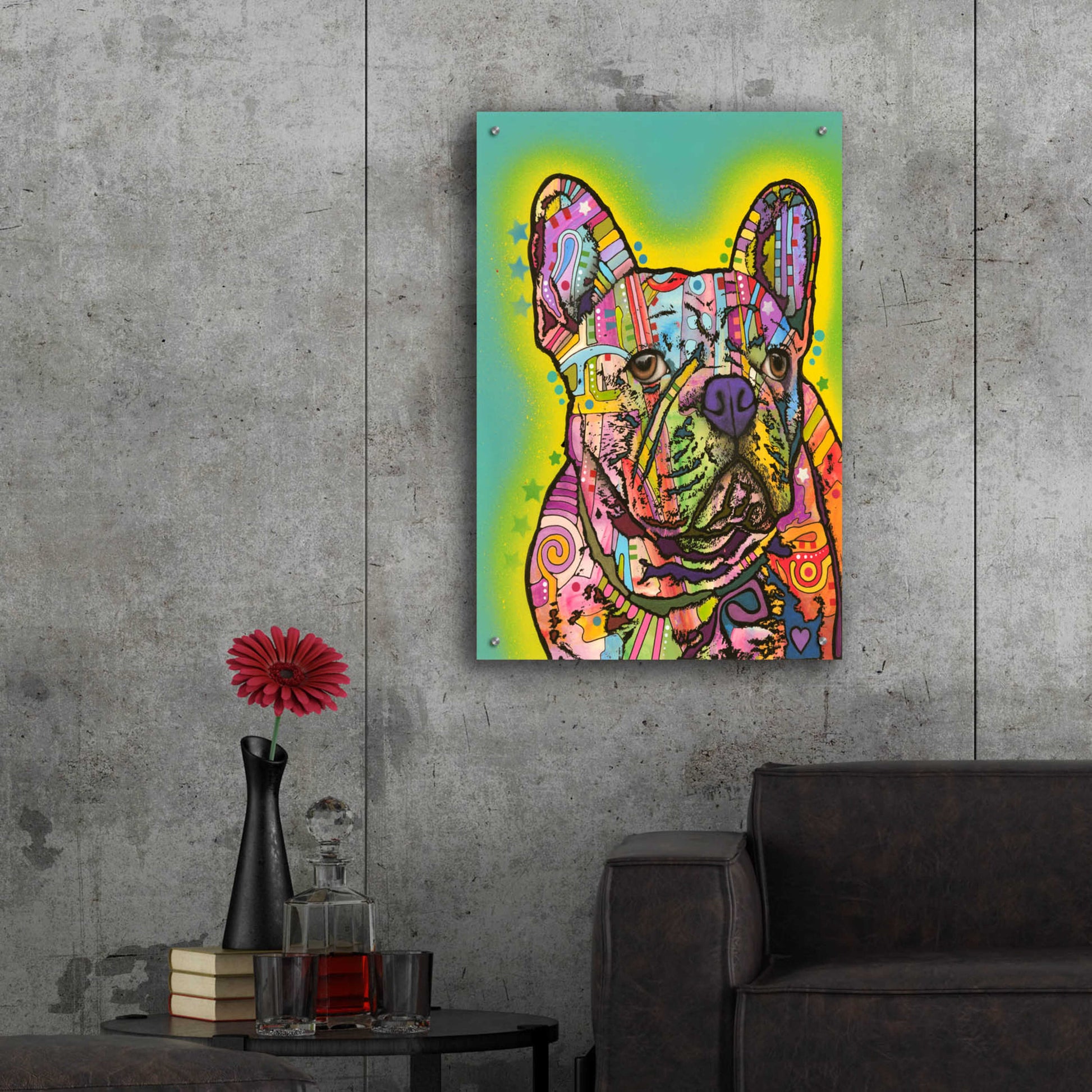 Epic Art 'French Bulldog III' by Dean Russo, Acrylic Glass Wall Art,24x36