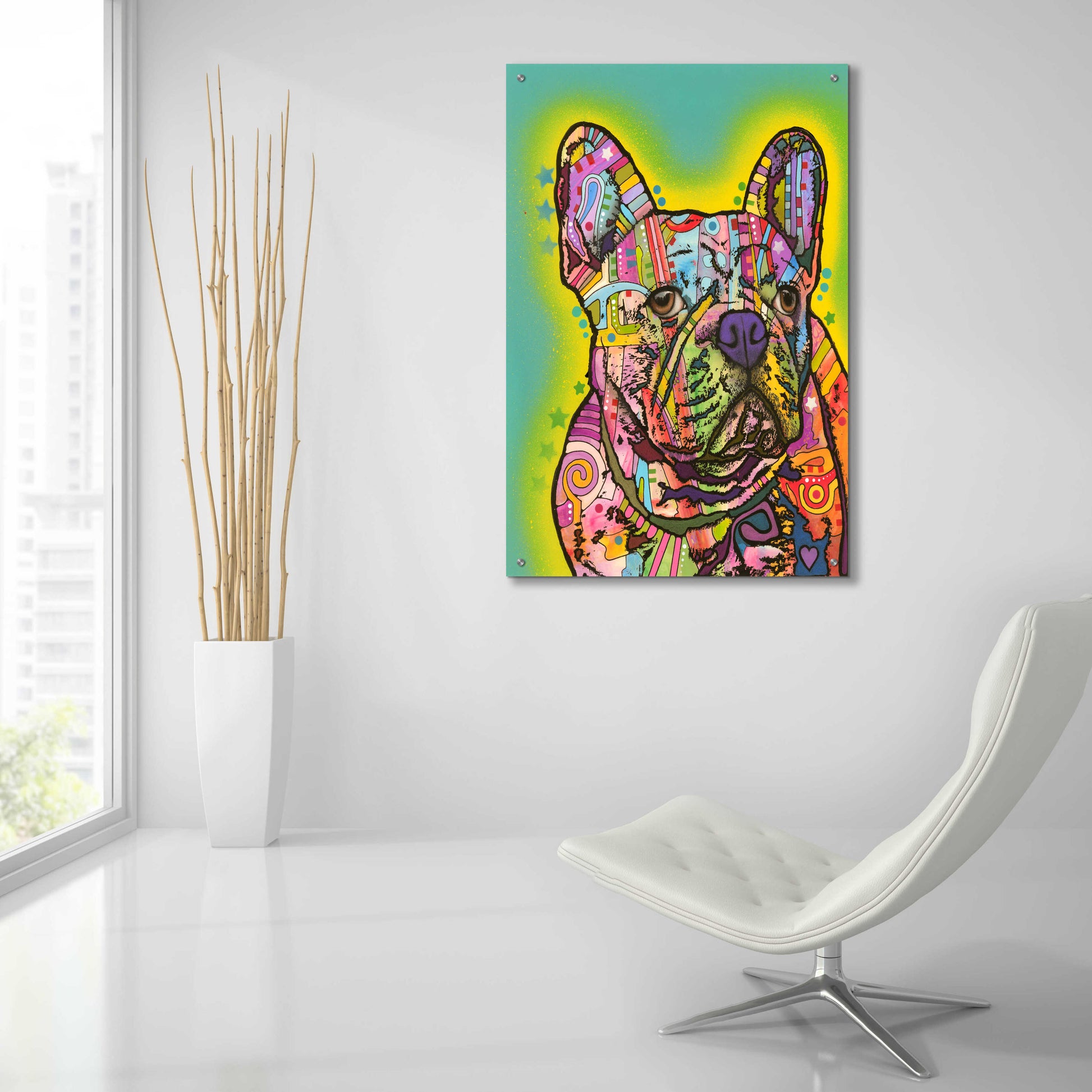 Epic Art 'French Bulldog III' by Dean Russo, Acrylic Glass Wall Art,24x36