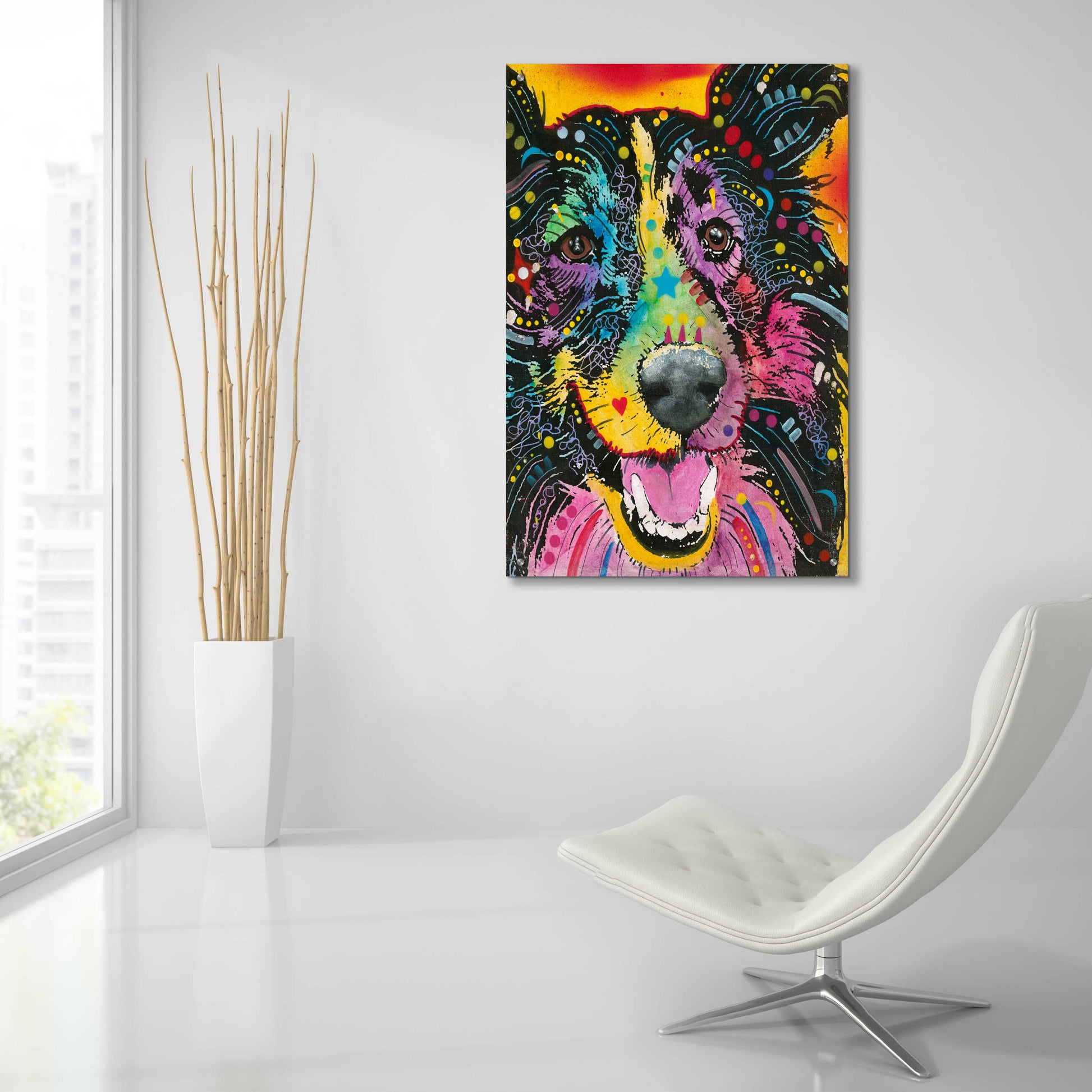 Epic Art 'Smiling Collie ' by Dean Russo, Acrylic Glass Wall Art,24x36