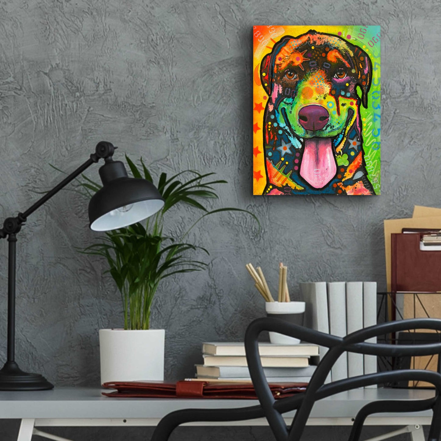 Epic Art 'Rottie Pup' by Dean Russo, Acrylic Glass Wall Art,12x16