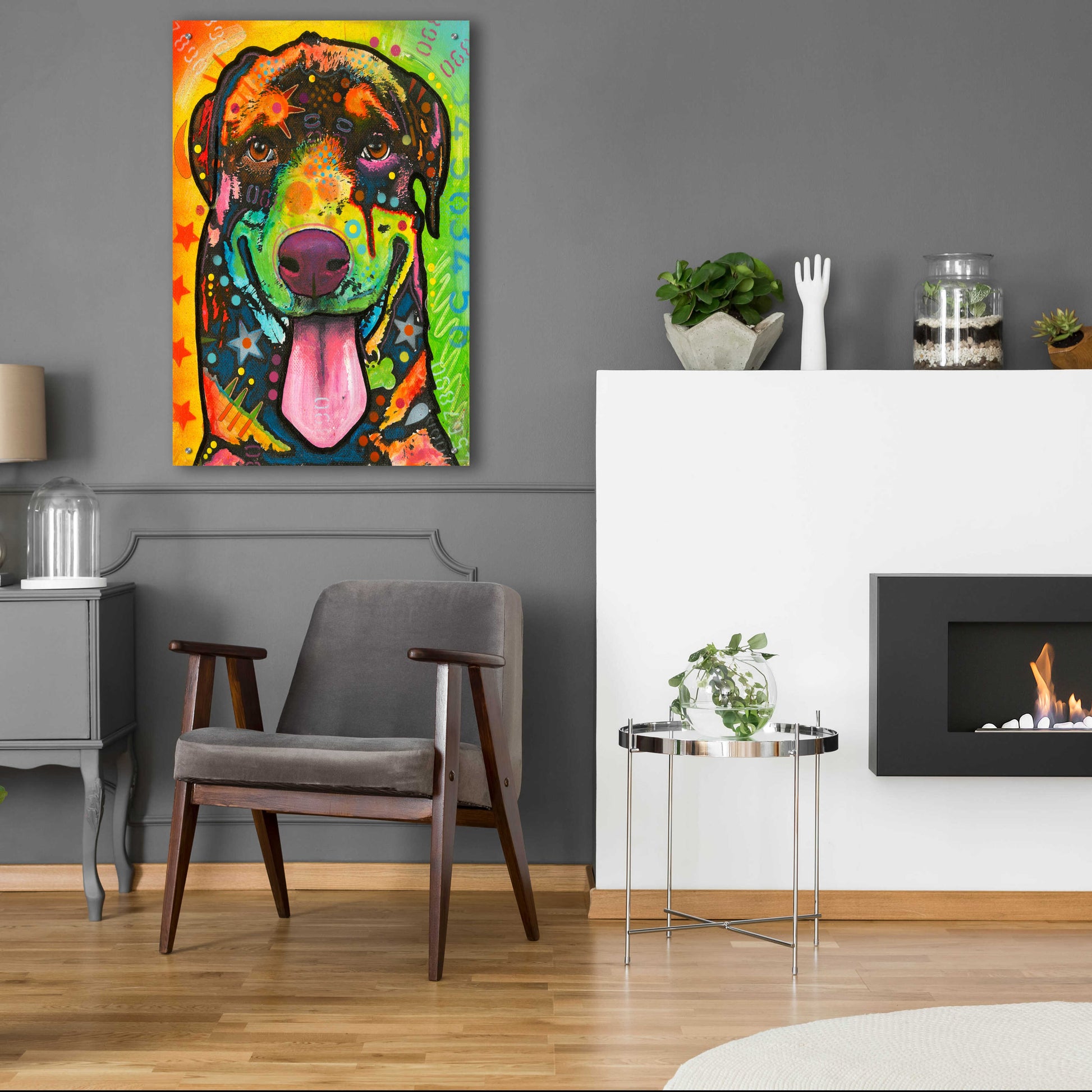 Epic Art 'Rottie Pup' by Dean Russo, Acrylic Glass Wall Art,24x36