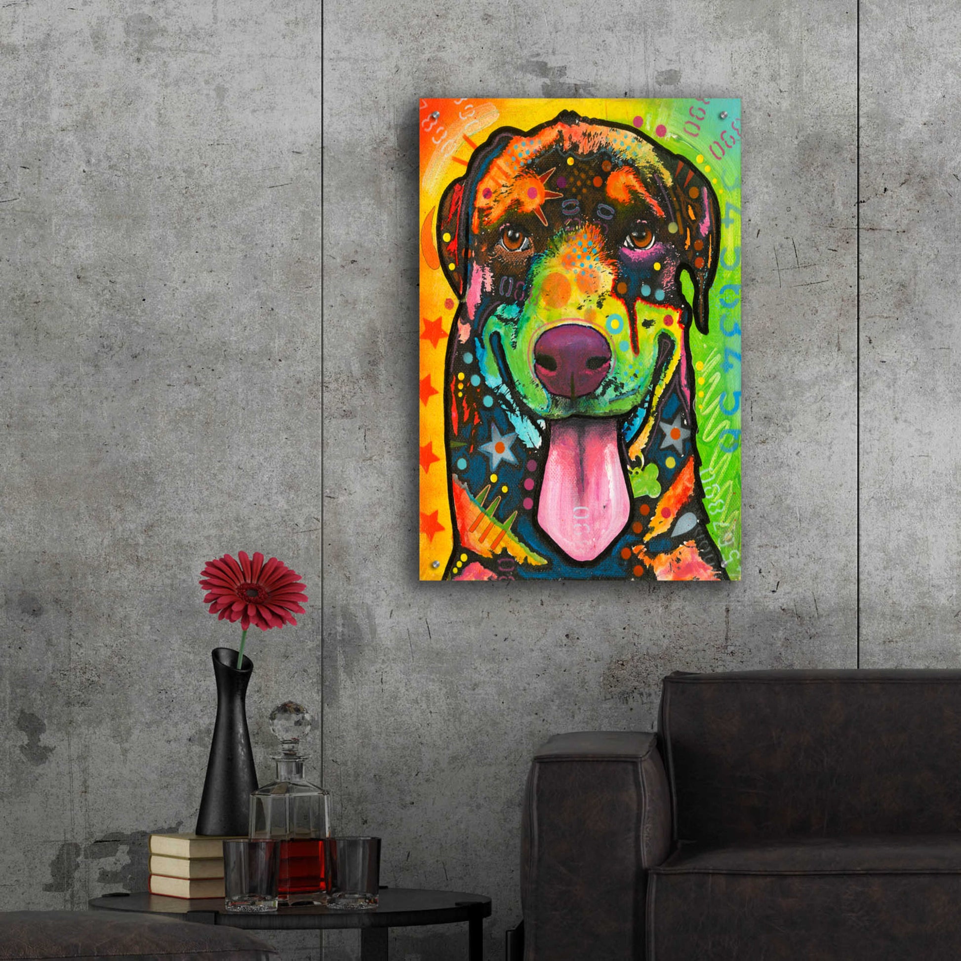 Epic Art 'Rottie Pup' by Dean Russo, Acrylic Glass Wall Art,24x36