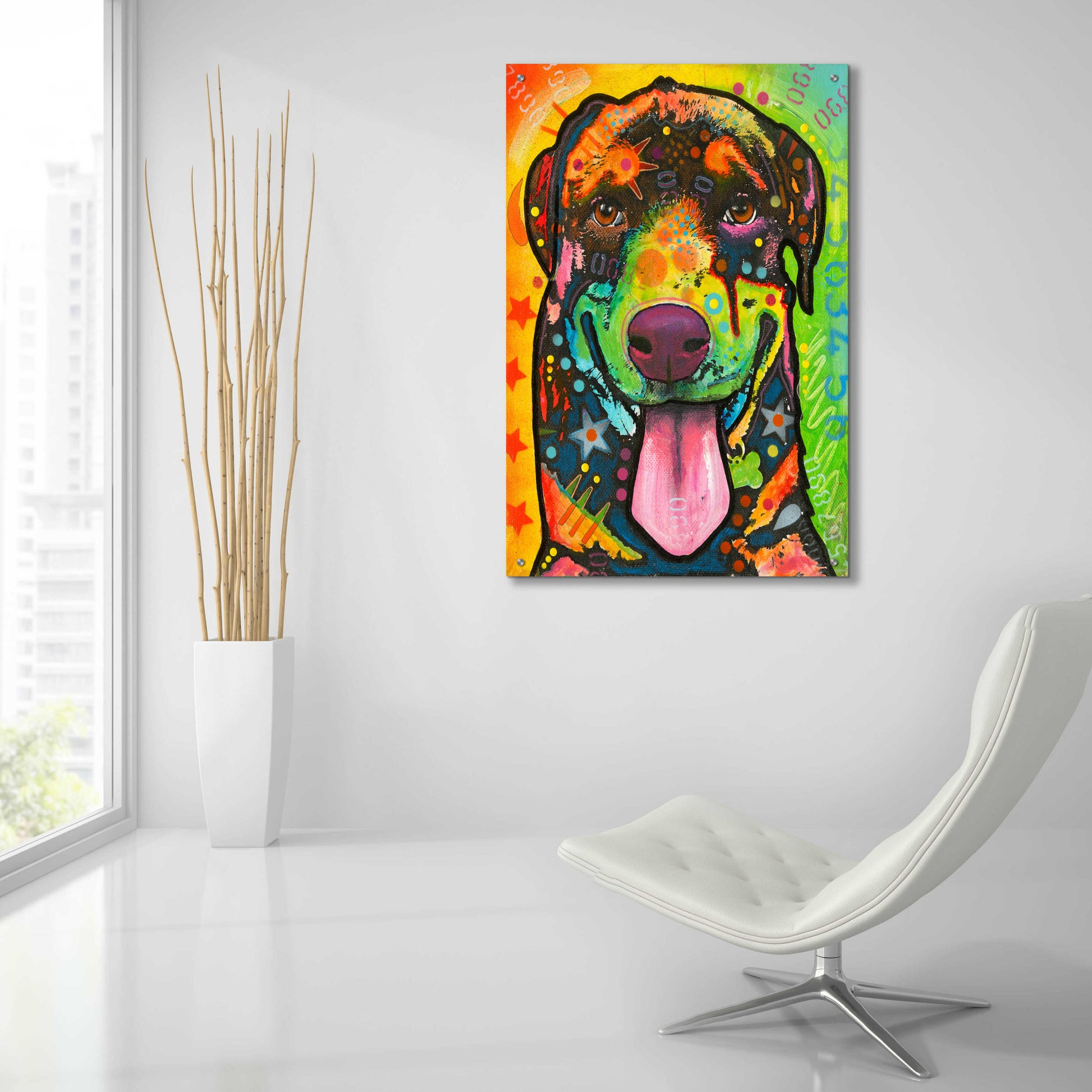 Epic Art 'Rottie Pup' by Dean Russo, Acrylic Glass Wall Art,24x36