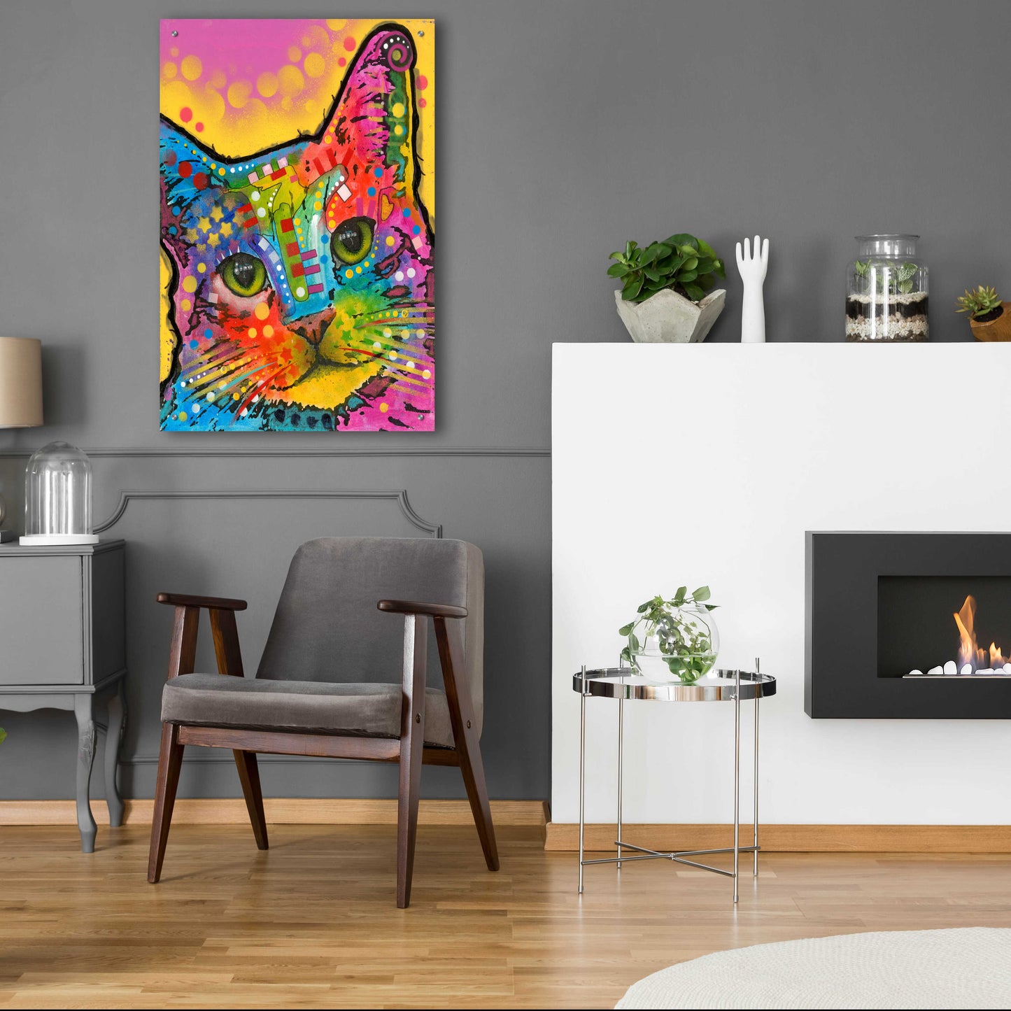 Epic Art 'Tilt Cat' by Dean Russo, Acrylic Glass Wall Art,24x36