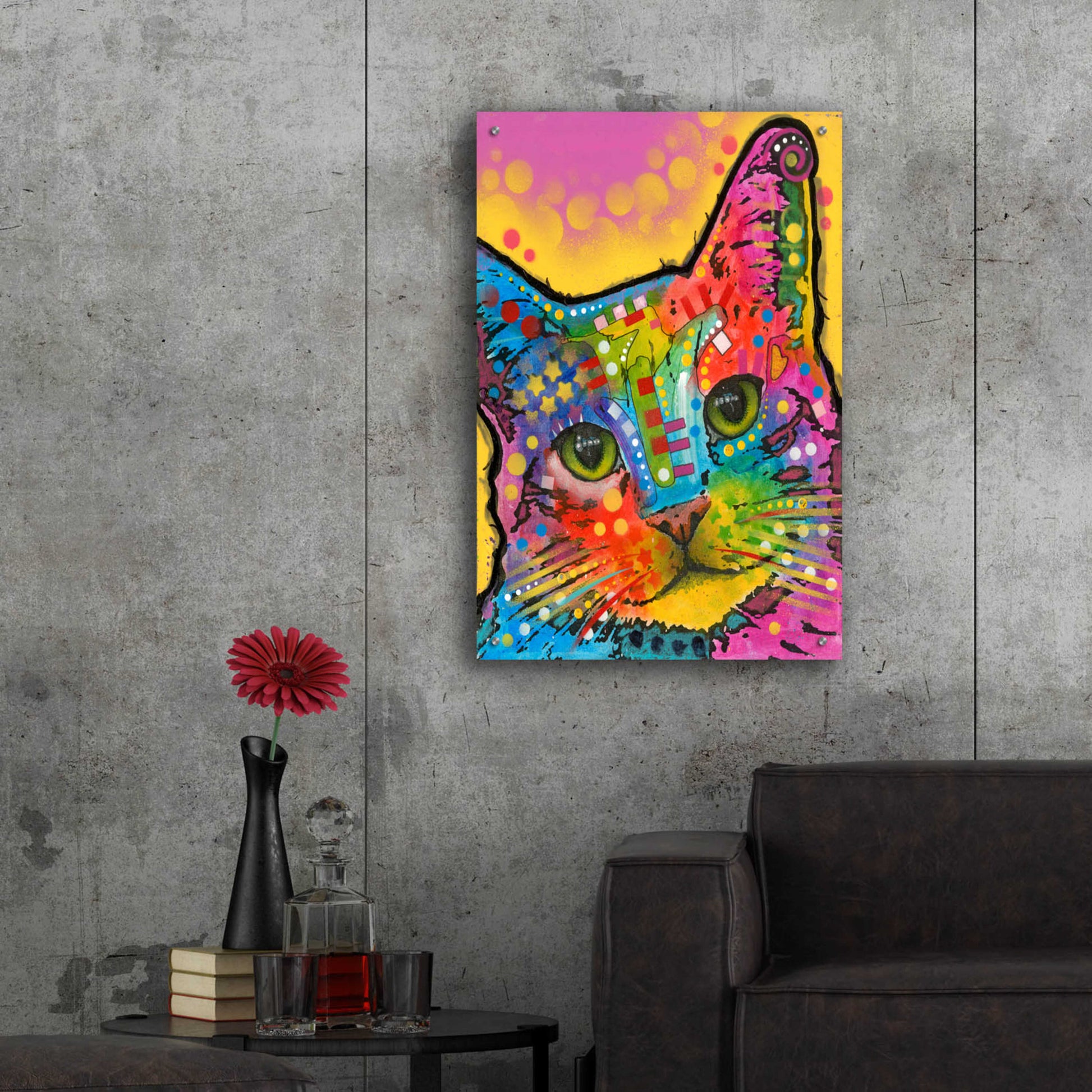 Epic Art 'Tilt Cat' by Dean Russo, Acrylic Glass Wall Art,24x36