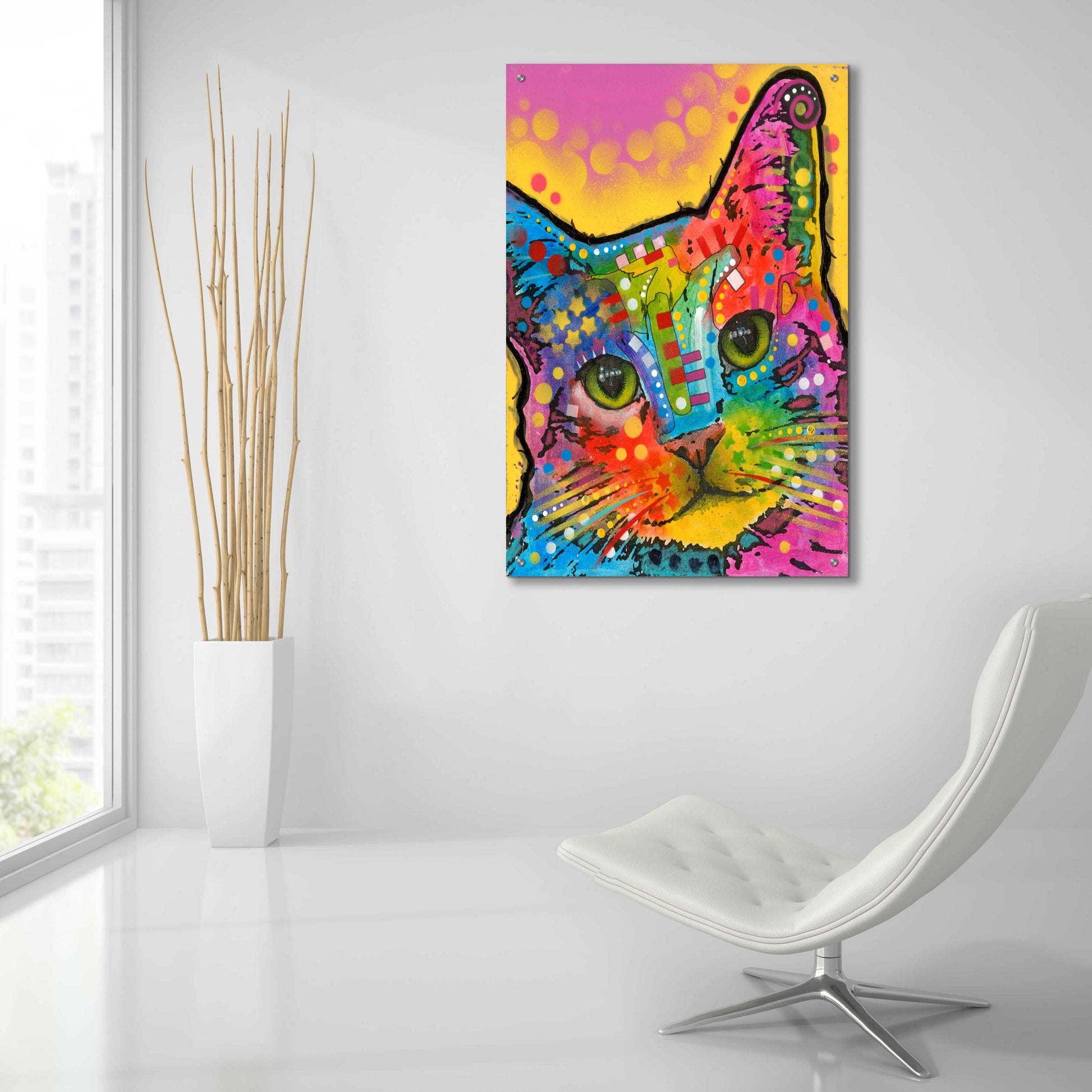 Epic Art 'Tilt Cat' by Dean Russo, Acrylic Glass Wall Art,24x36