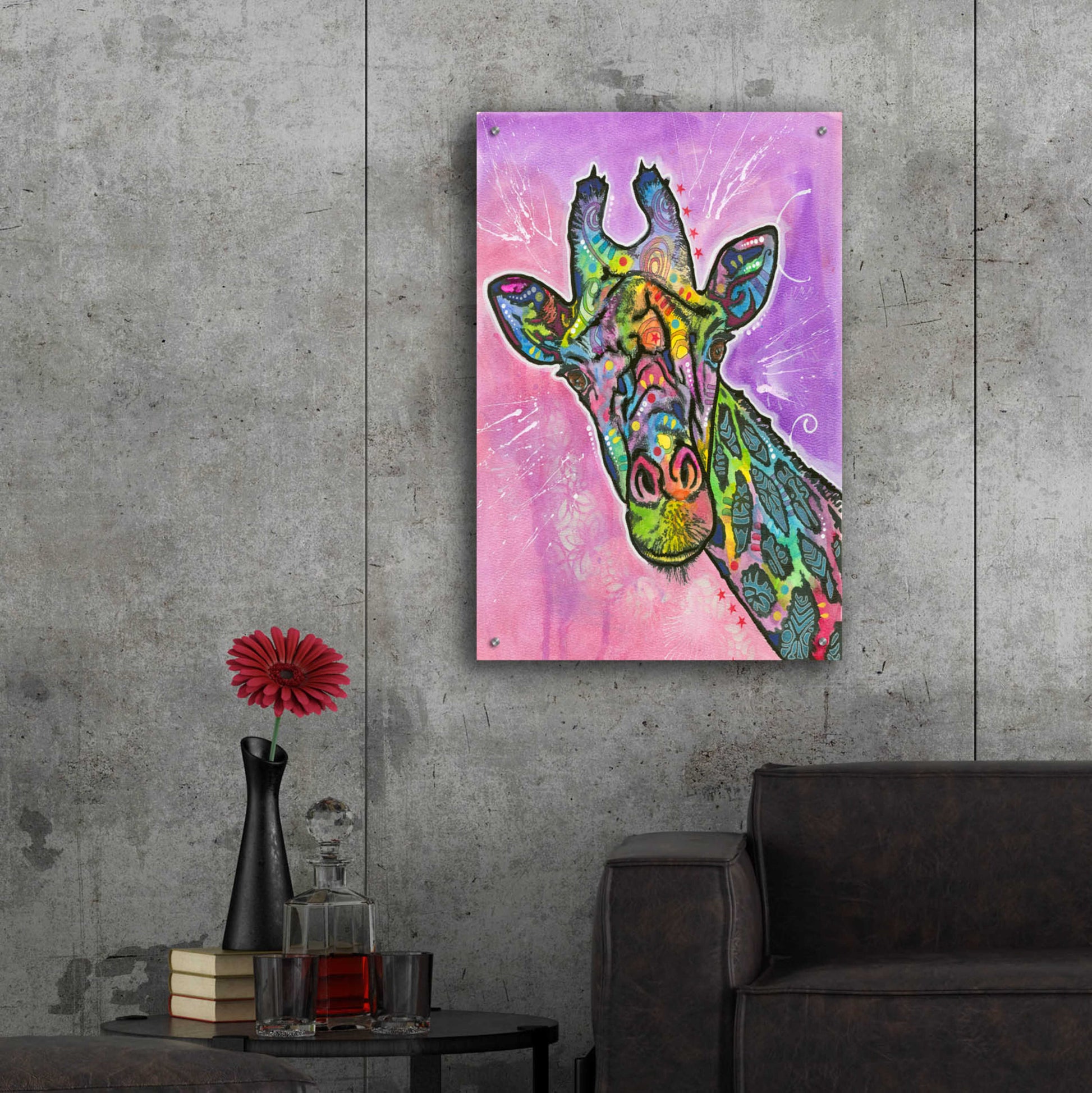 Epic Art 'Giraffe' by Dean Russo, Acrylic Glass Wall Art,24x36