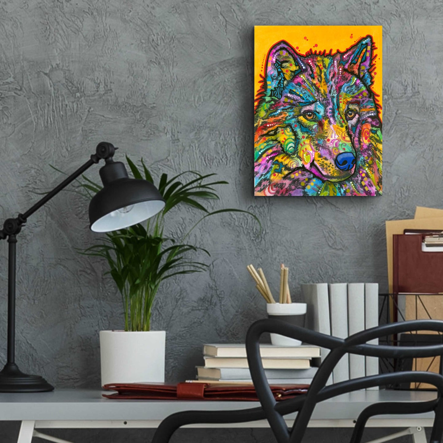 Epic Art 'Wolf 2' by Dean Russo, Acrylic Glass Wall Art,12x16