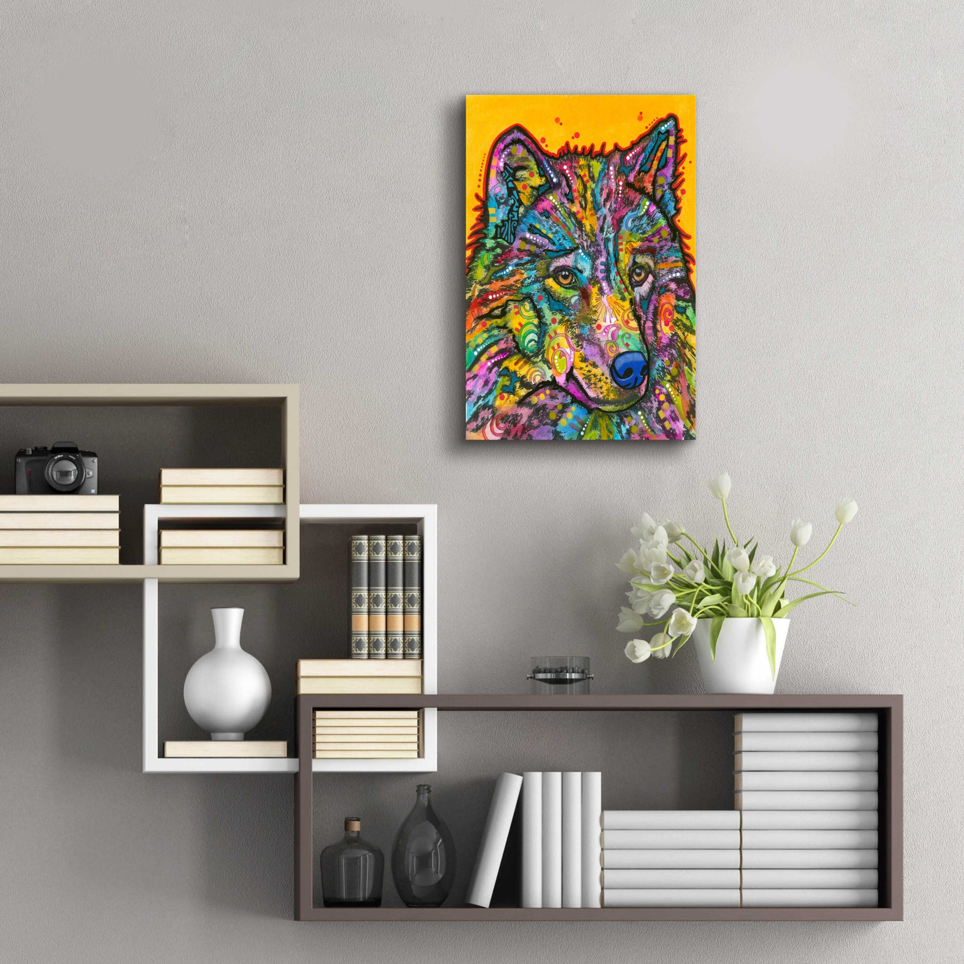 Epic Art 'Wolf 2' by Dean Russo, Acrylic Glass Wall Art,16x24