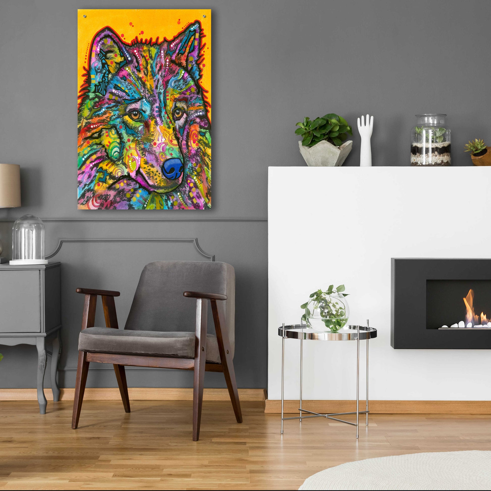 Epic Art 'Wolf 2' by Dean Russo, Acrylic Glass Wall Art,24x36