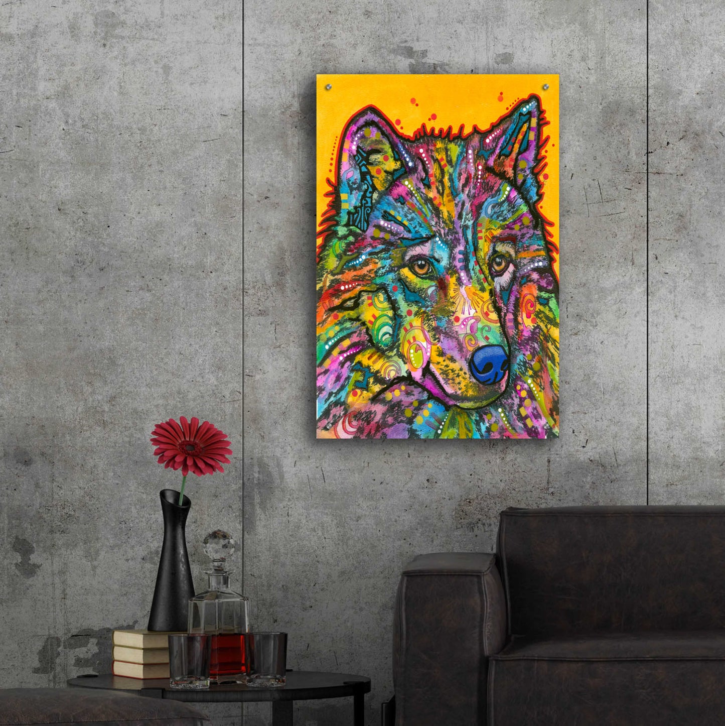 Epic Art 'Wolf 2' by Dean Russo, Acrylic Glass Wall Art,24x36