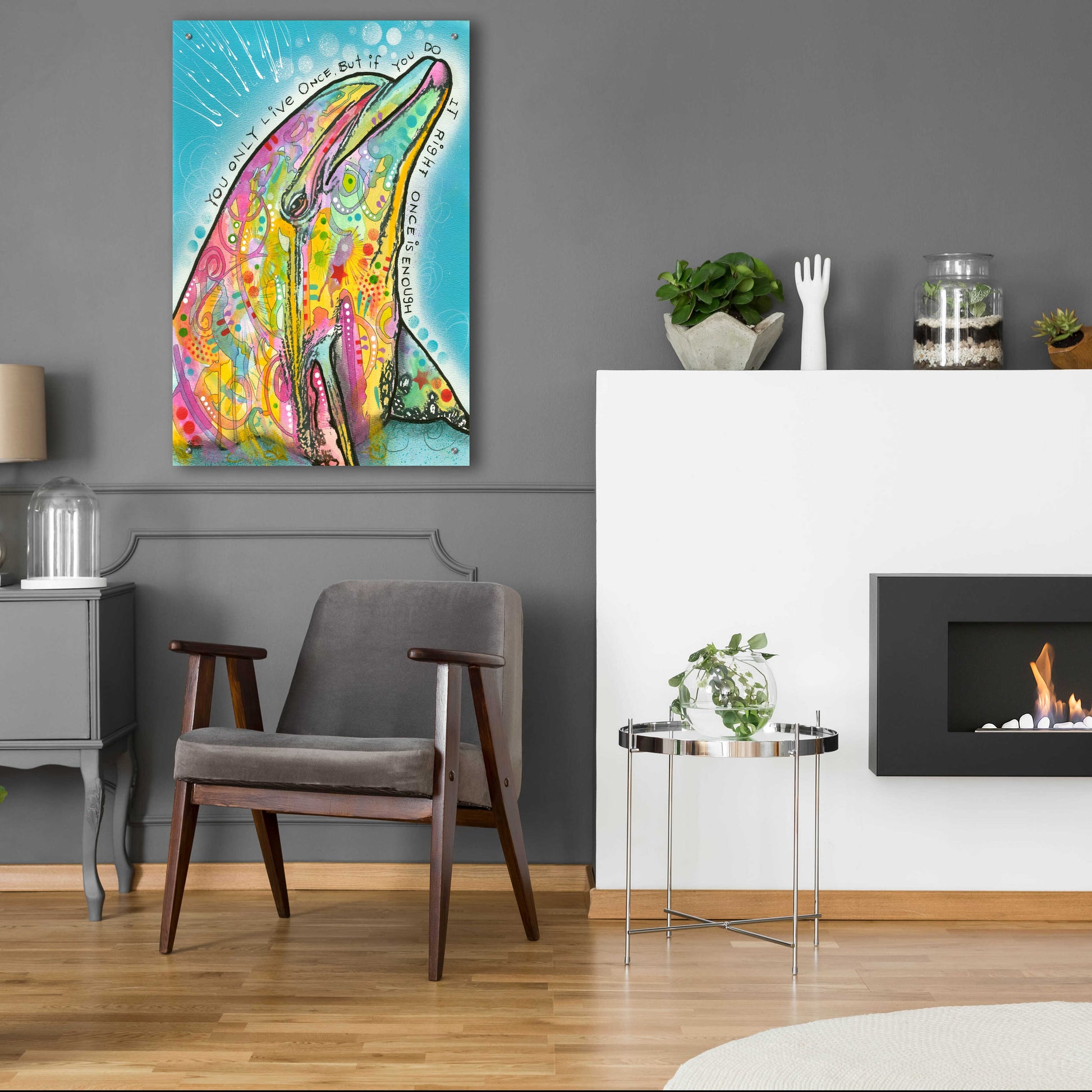 Epic Art 'Dolphin' by Dean Russo, Acrylic Glass Wall Art,24x36