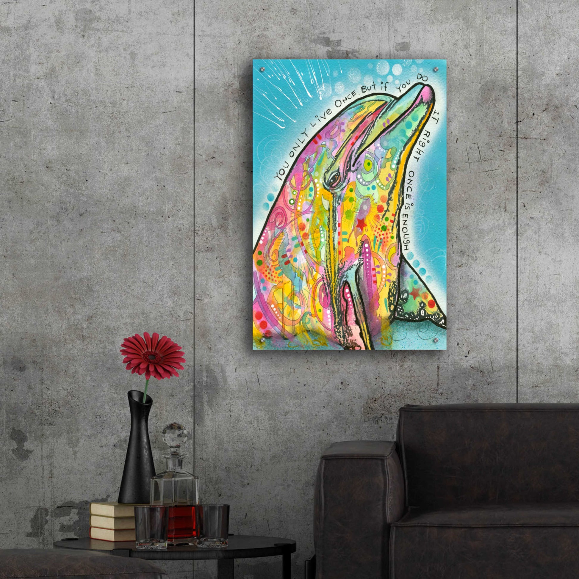 Epic Art 'Dolphin' by Dean Russo, Acrylic Glass Wall Art,24x36