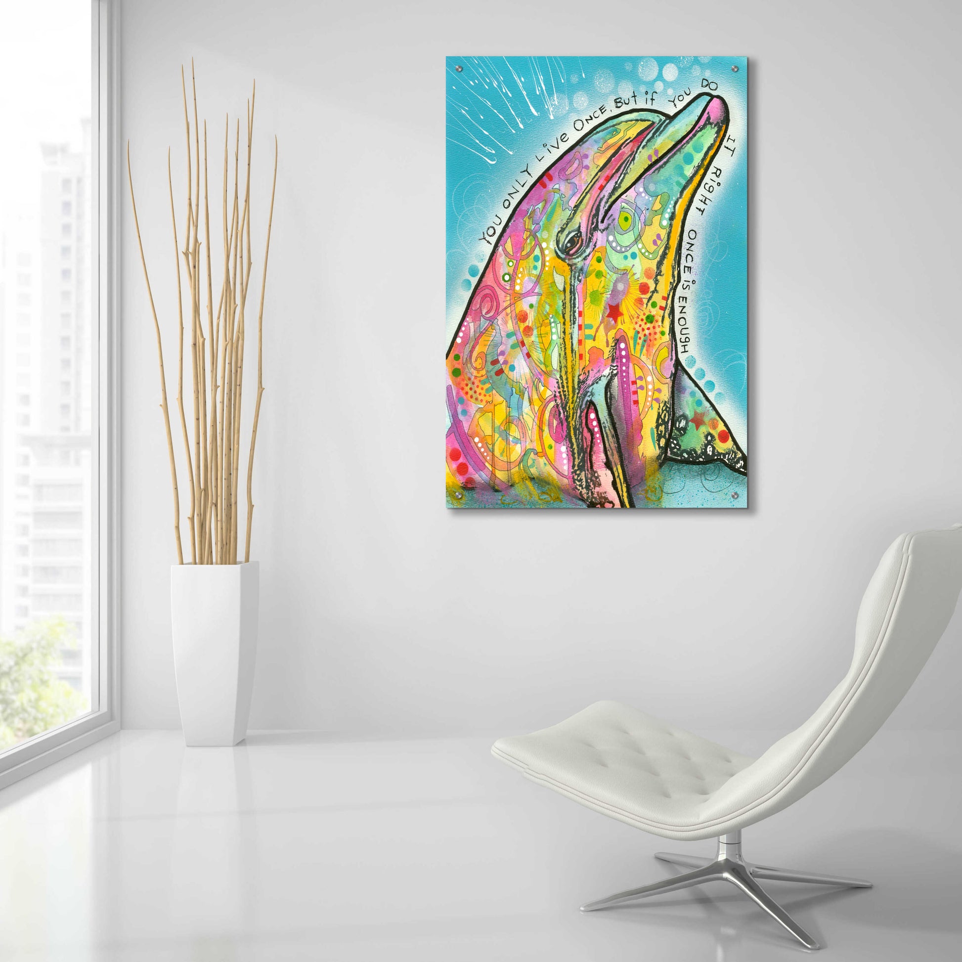 Epic Art 'Dolphin' by Dean Russo, Acrylic Glass Wall Art,24x36