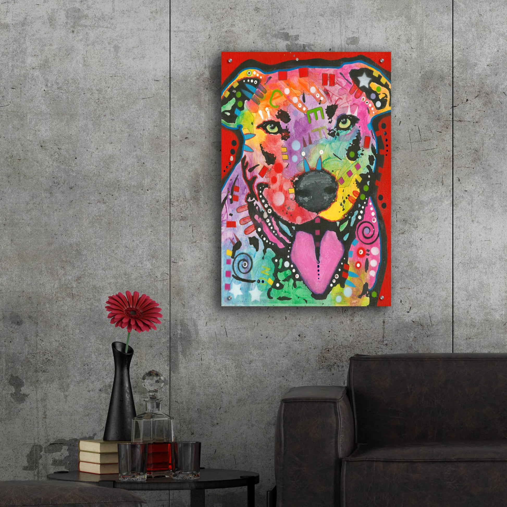 Epic Art 'Pit Bull Lick' by Dean Russo, Acrylic Glass Wall Art,24x36