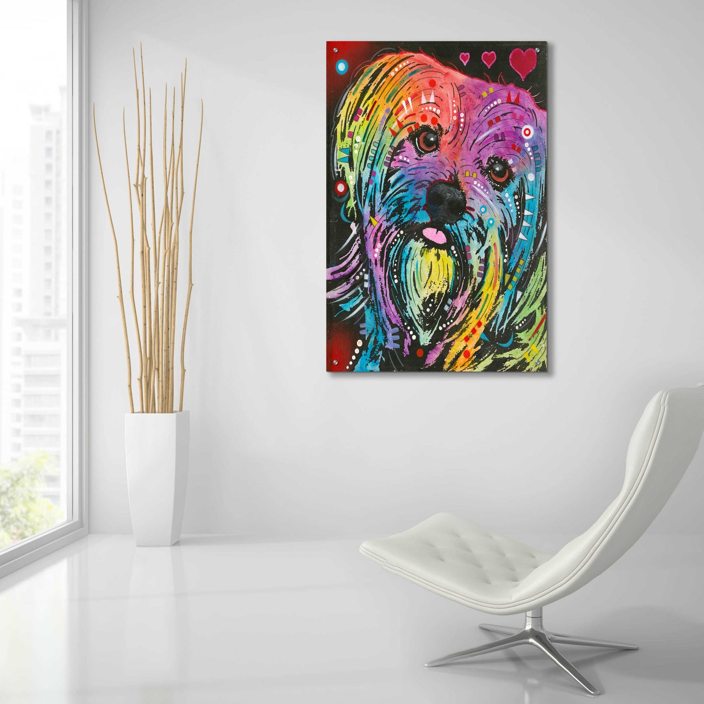 Epic Art 'Maltese Pup' by Dean Russo, Acrylic Glass Wall Art,24x36