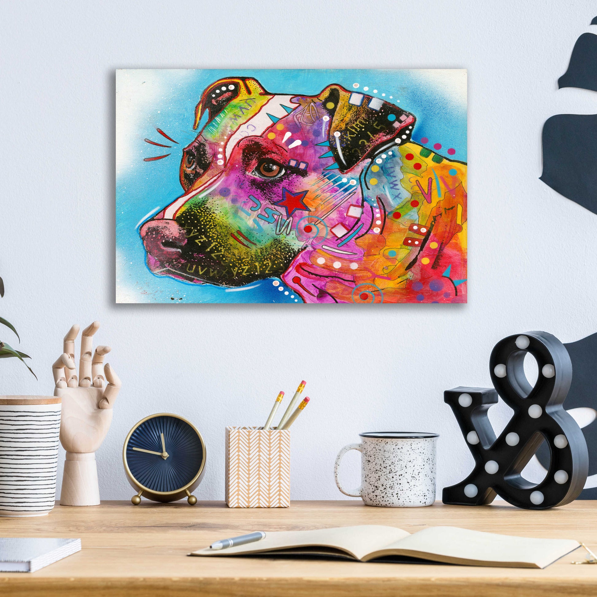 Epic Art 'Pit Bull Star' by Dean Russo, Acrylic Glass Wall Art,16x12