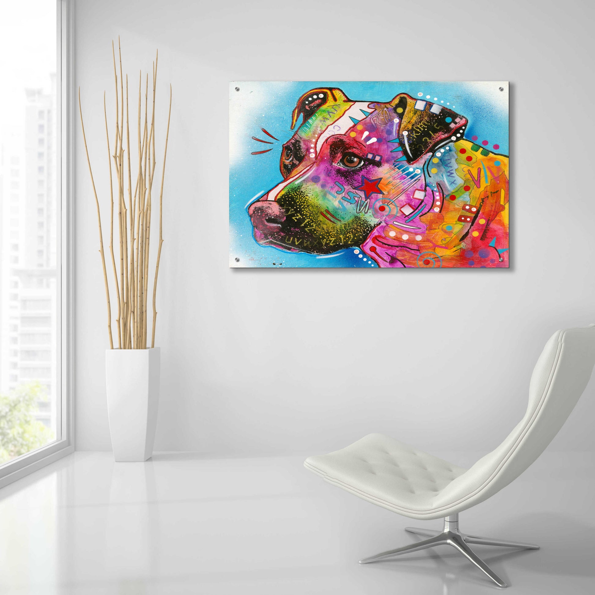 Epic Art 'Pit Bull Star' by Dean Russo, Acrylic Glass Wall Art,36x24