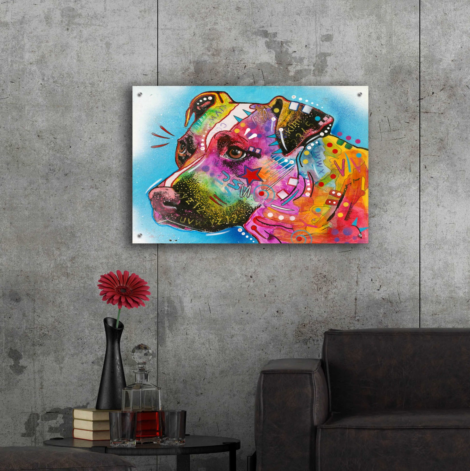 Epic Art 'Pit Bull Star' by Dean Russo, Acrylic Glass Wall Art,36x24