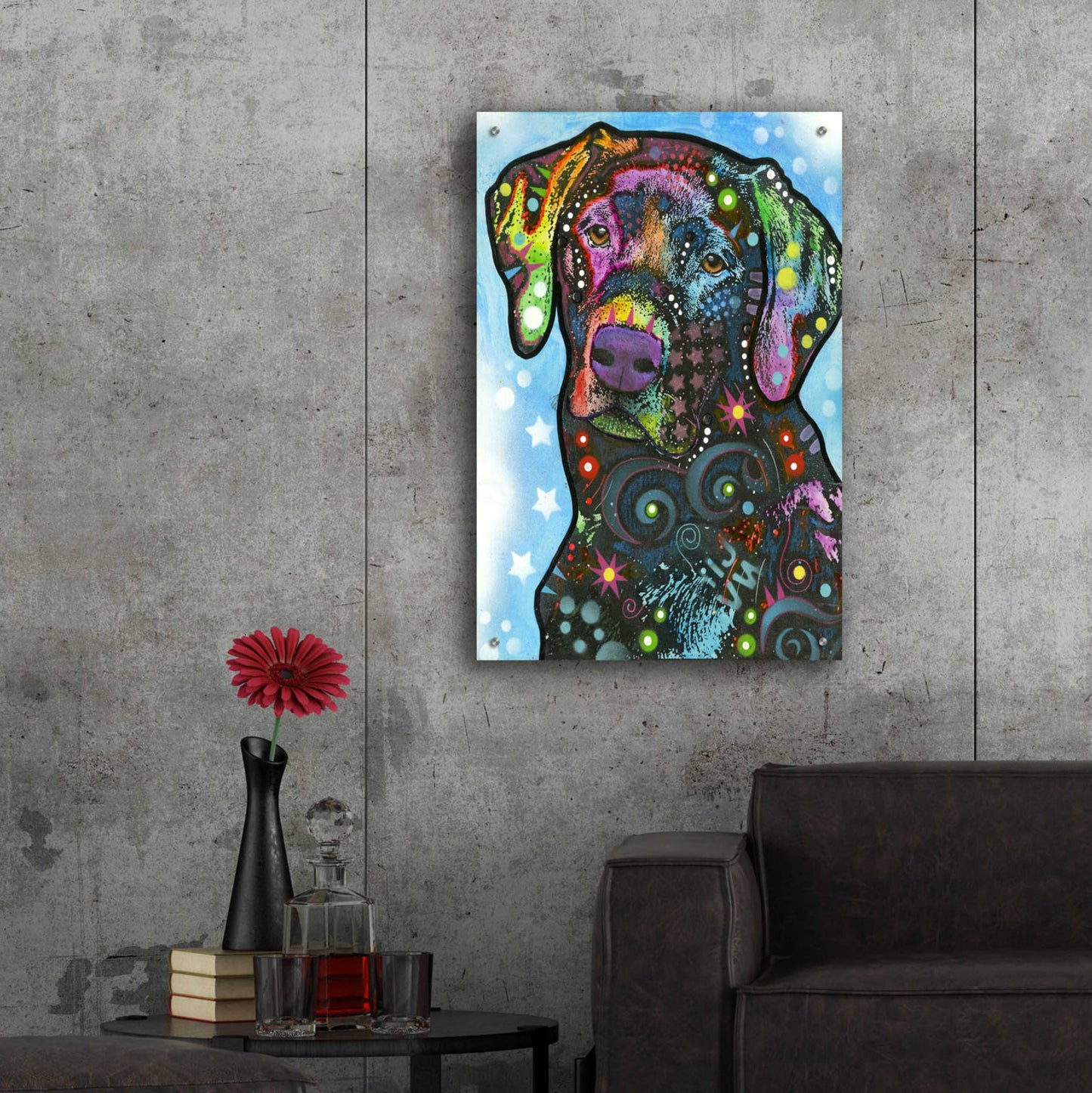 Epic Art 'Blue Lab' by Dean Russo, Acrylic Glass Wall Art,24x36