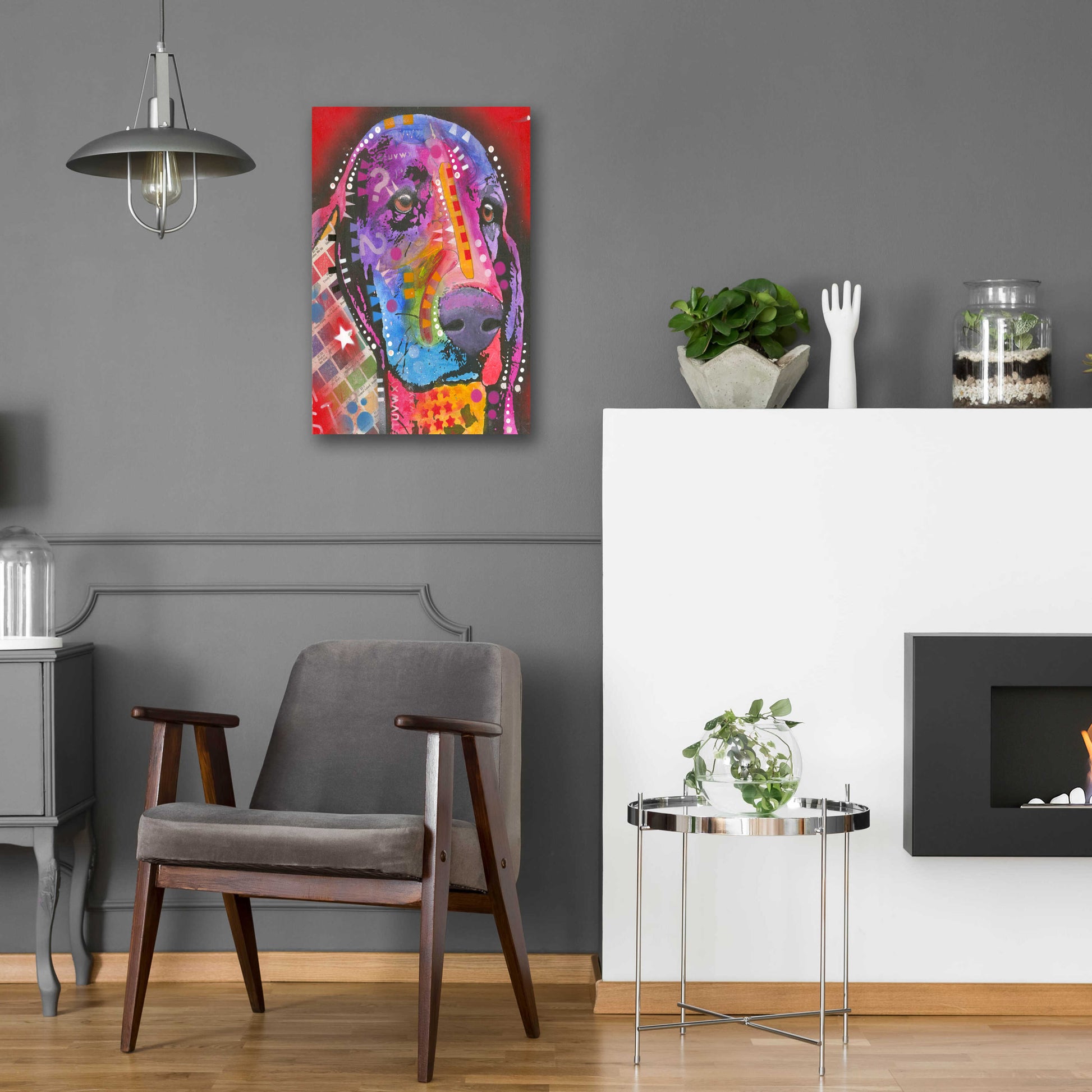 Epic Art 'Pantone Pop Basset Hound' by Dean Russo, Acrylic Glass Wall Art,16x24