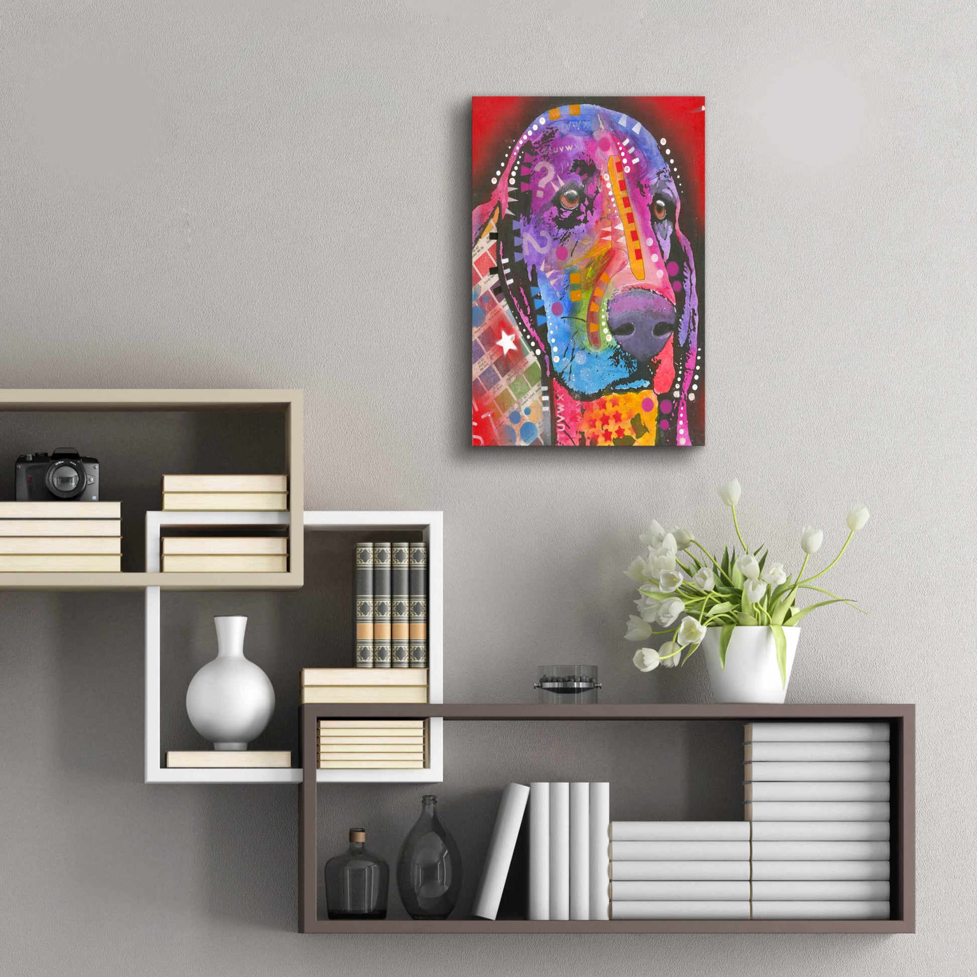 Epic Art 'Pantone Pop Basset Hound' by Dean Russo, Acrylic Glass Wall Art,16x24