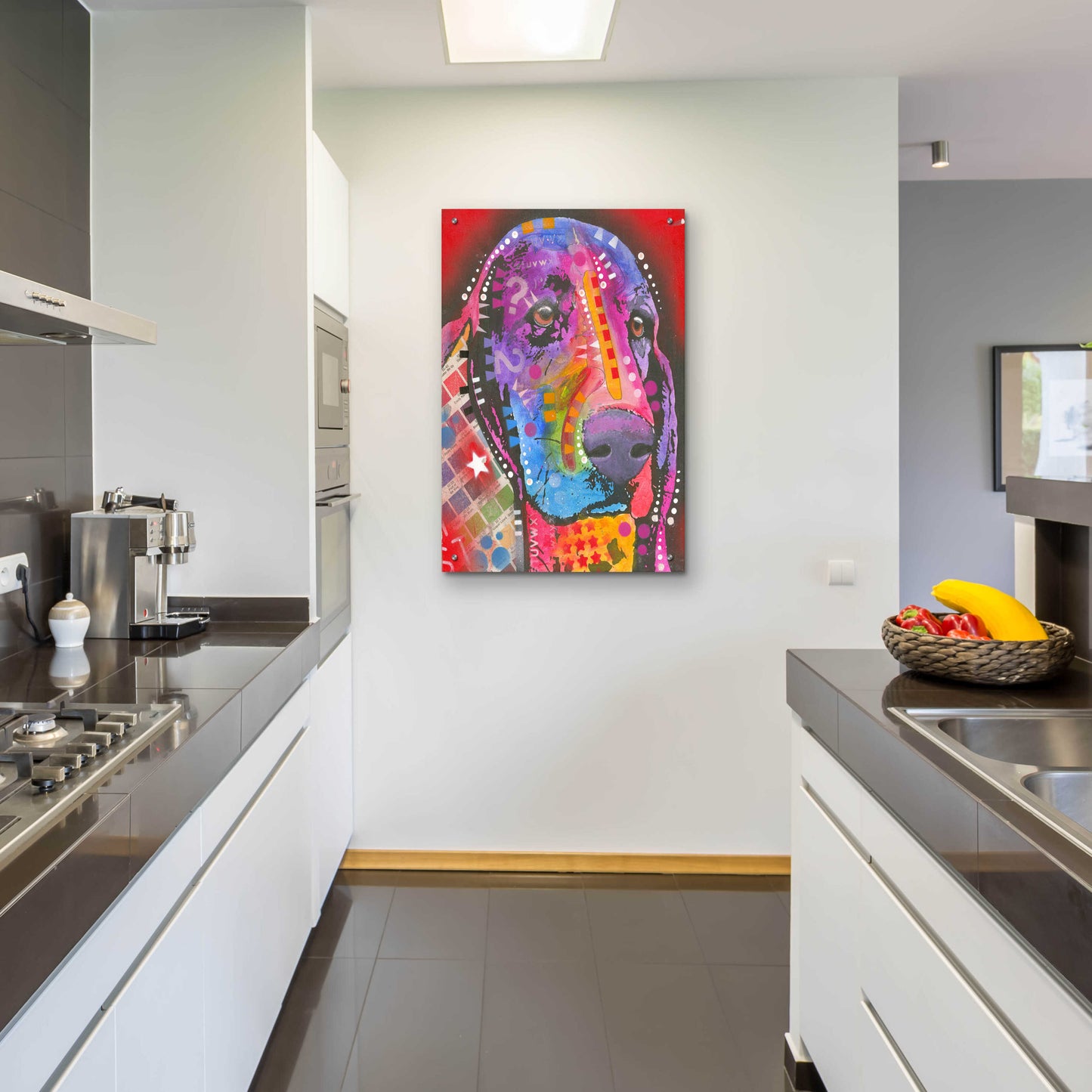 Epic Art 'Pantone Pop Basset Hound' by Dean Russo, Acrylic Glass Wall Art,24x36