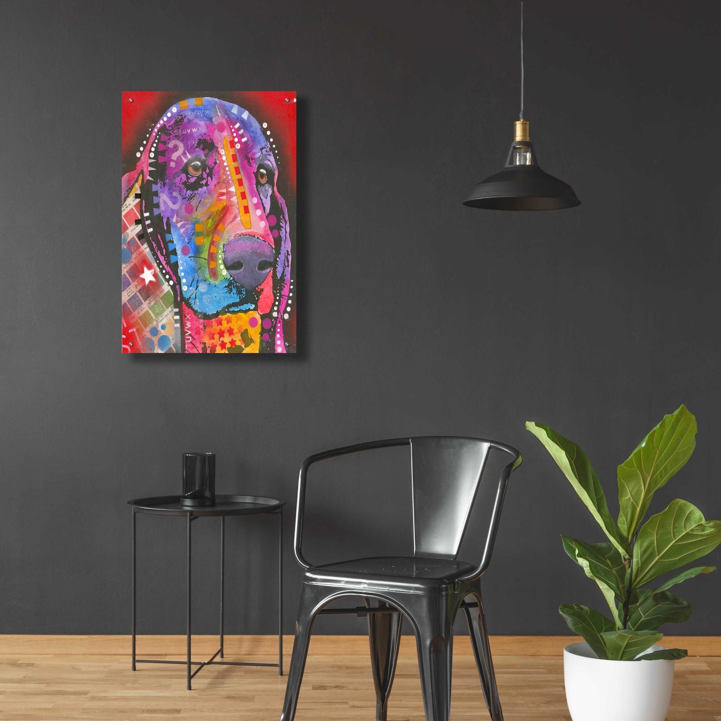 Epic Art 'Pantone Pop Basset Hound' by Dean Russo, Acrylic Glass Wall Art,24x36