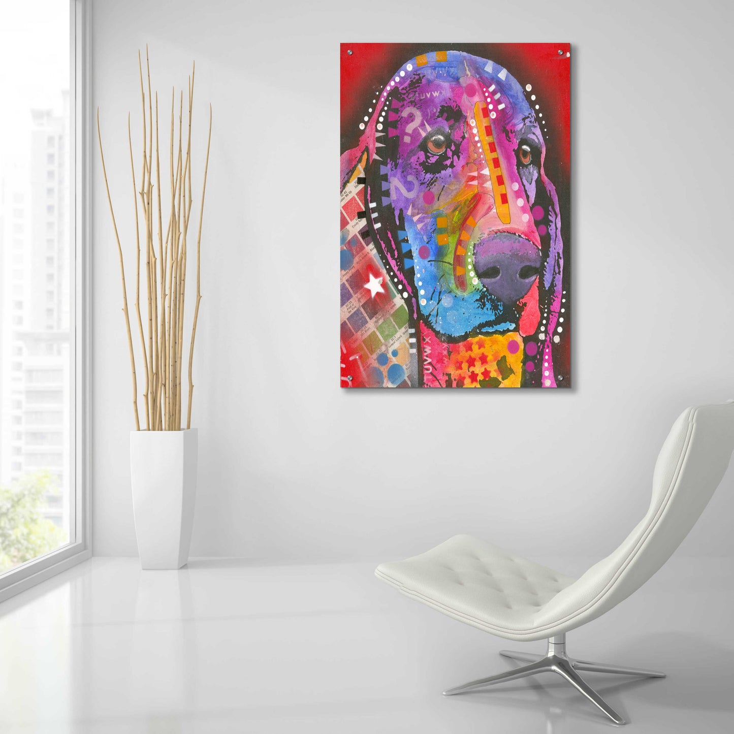 Epic Art 'Pantone Pop Basset Hound' by Dean Russo, Acrylic Glass Wall Art,24x36