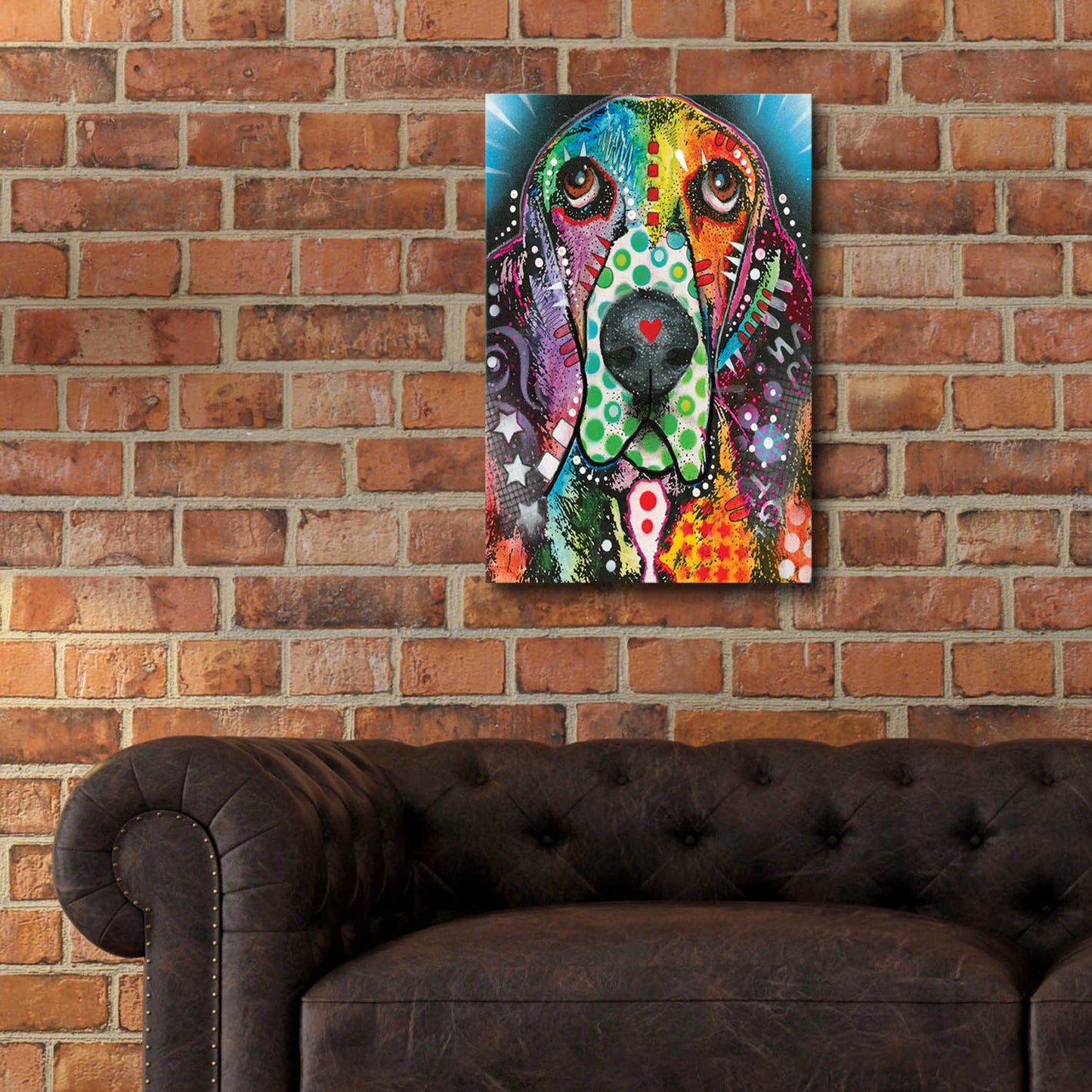 Epic Art 'Basset Hound Original' by Dean Russo, Acrylic Glass Wall Art,16x24