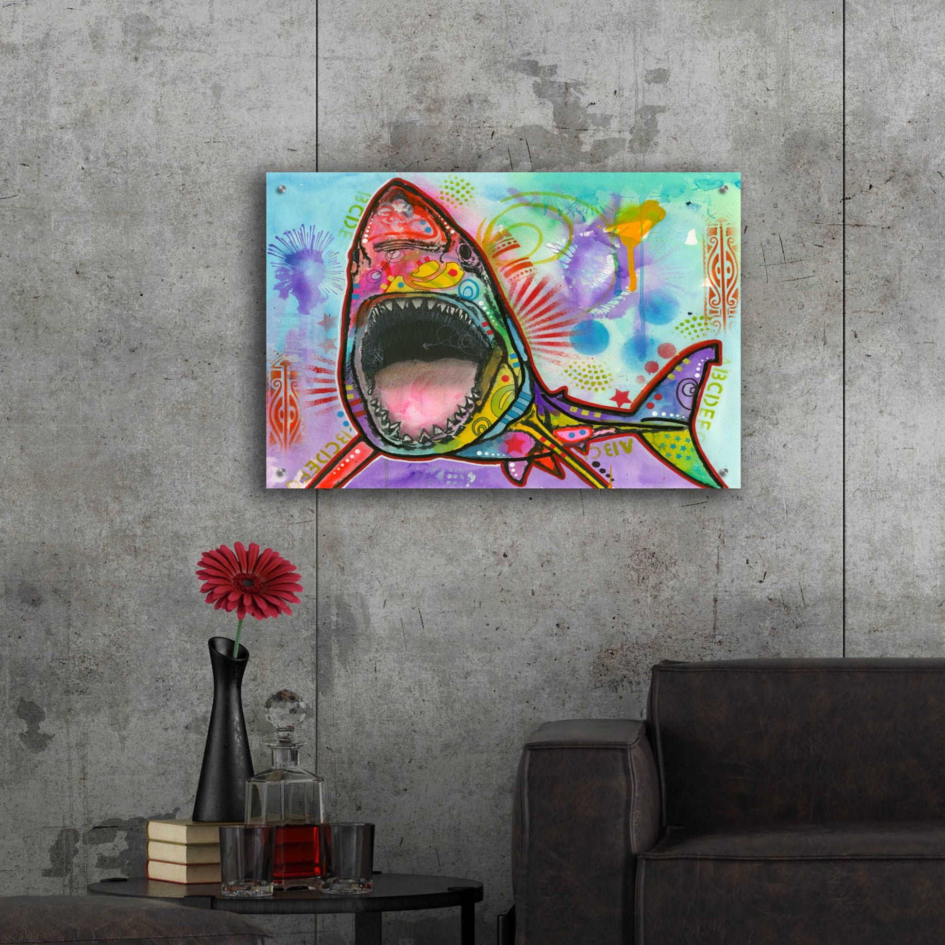 Epic Art 'Shark 1' by Dean Russo, Acrylic Glass Wall Art,36x24