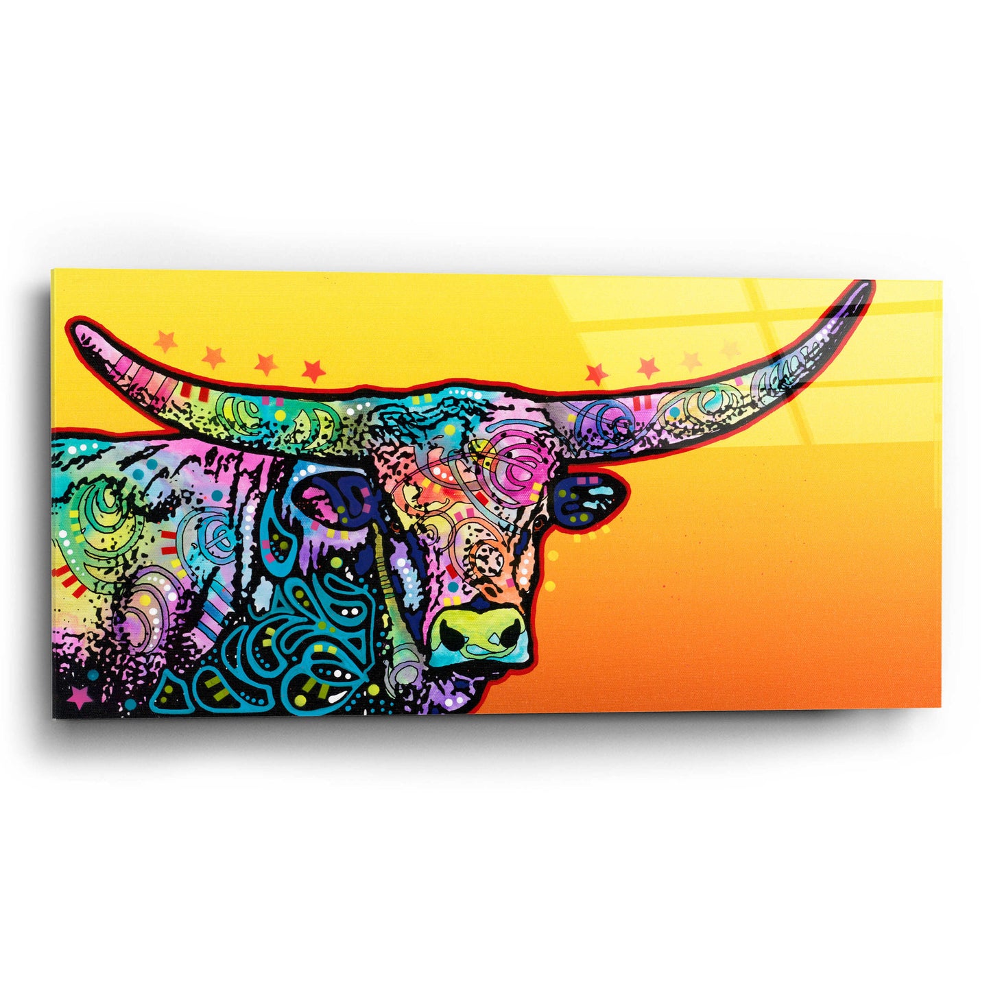 Epic Art 'Longhorn' by Dean Russo, Acrylic Glass Wall Art,24x12