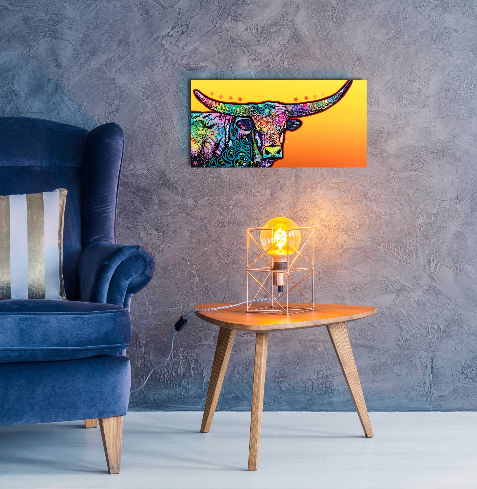 Epic Art 'Longhorn' by Dean Russo, Acrylic Glass Wall Art,24x12