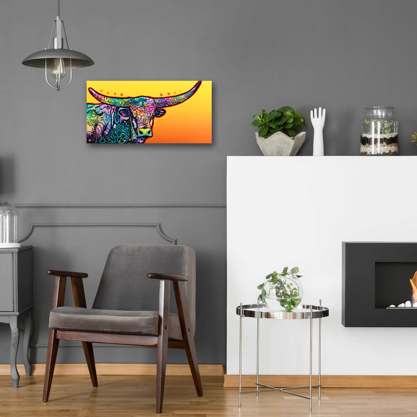 Epic Art 'Longhorn' by Dean Russo, Acrylic Glass Wall Art,24x12