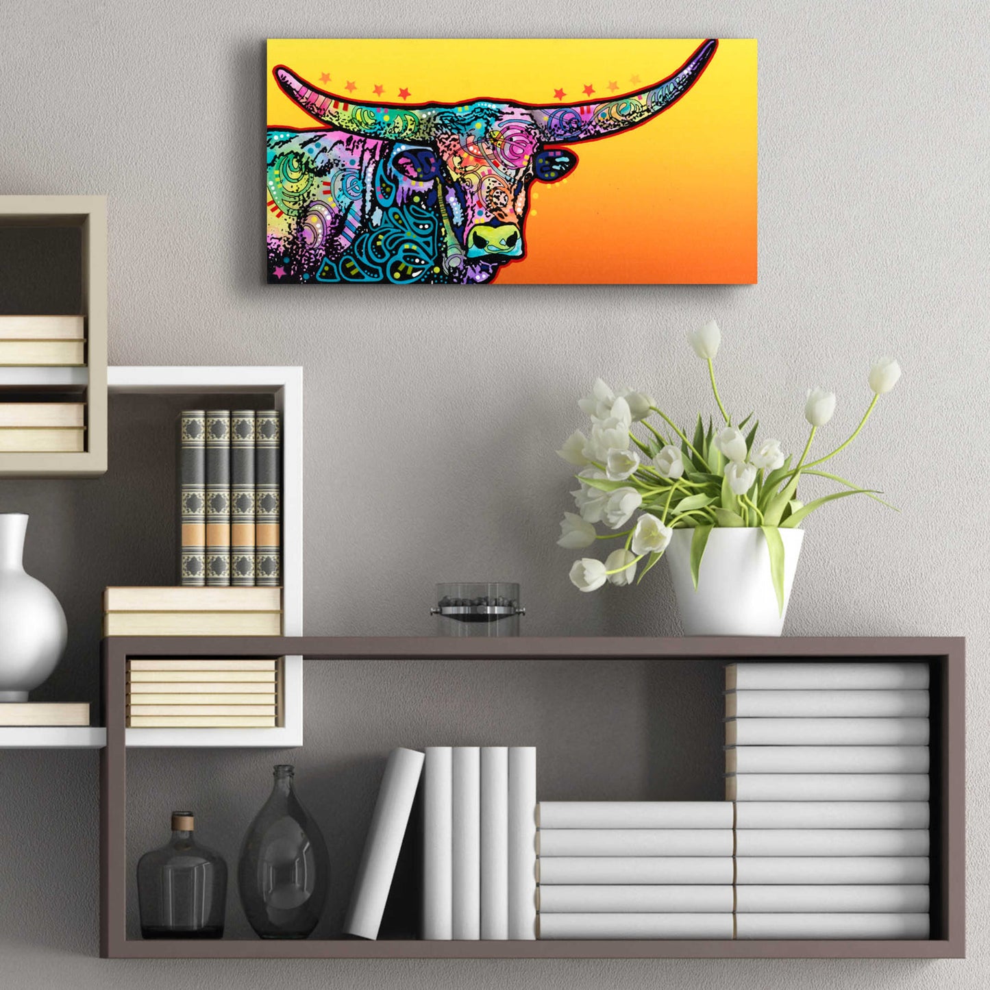 Epic Art 'Longhorn' by Dean Russo, Acrylic Glass Wall Art,24x12