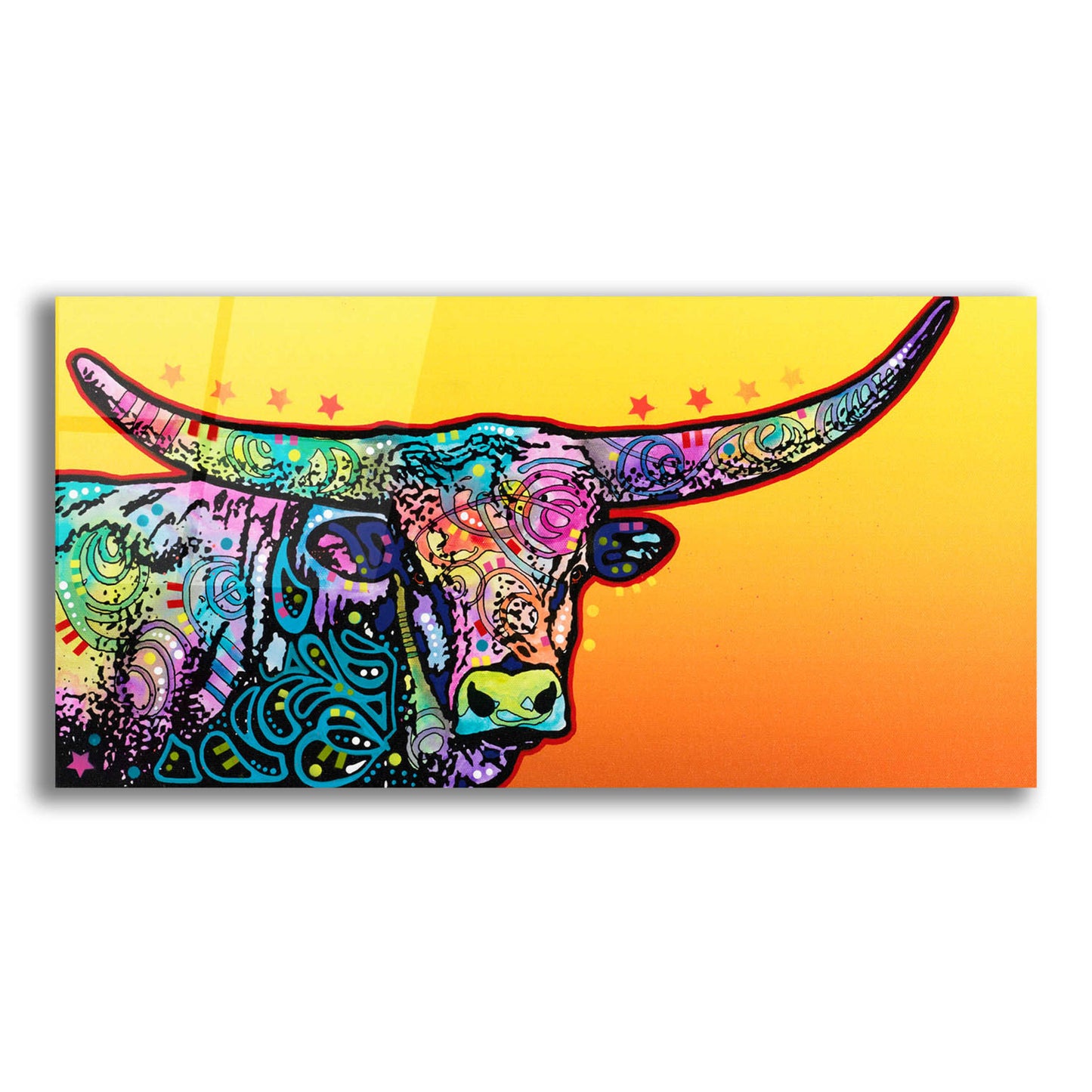 Epic Art 'Longhorn' by Dean Russo, Acrylic Glass Wall Art,24x12