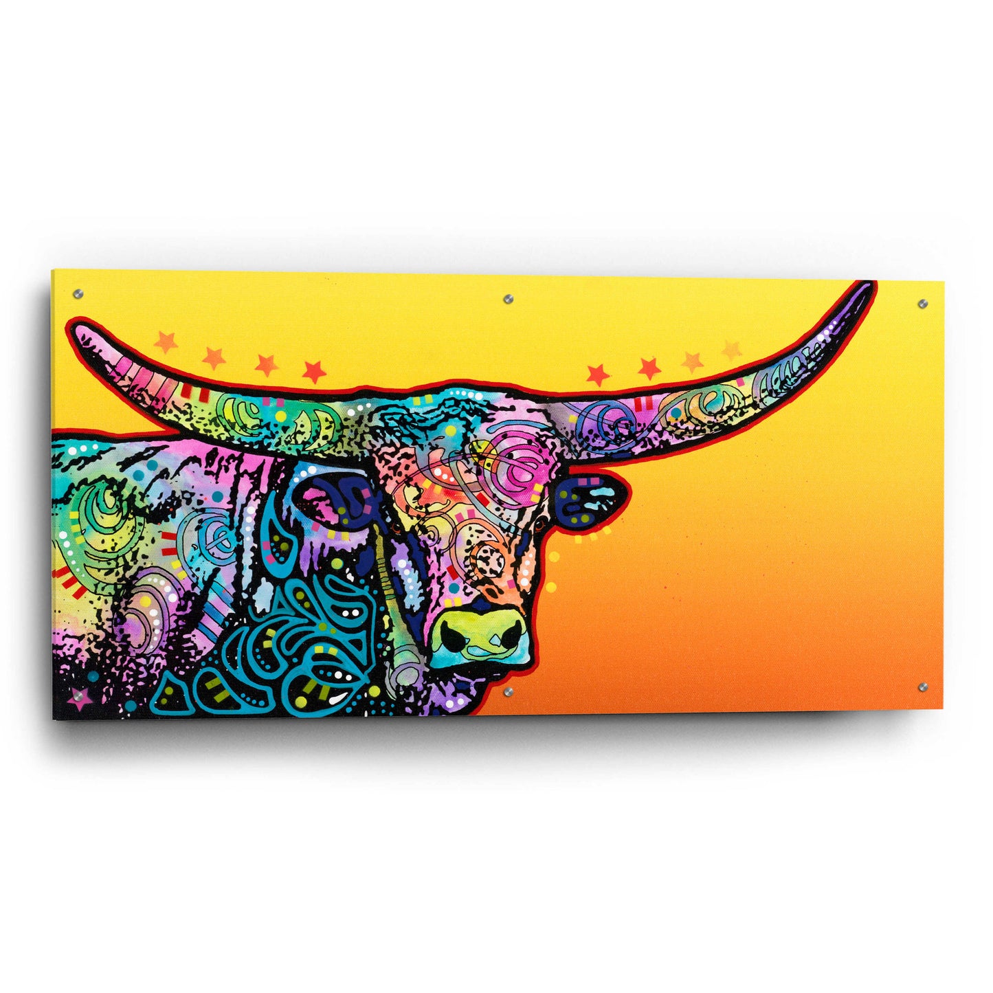 Epic Art 'Longhorn' by Dean Russo, Acrylic Glass Wall Art,48x24