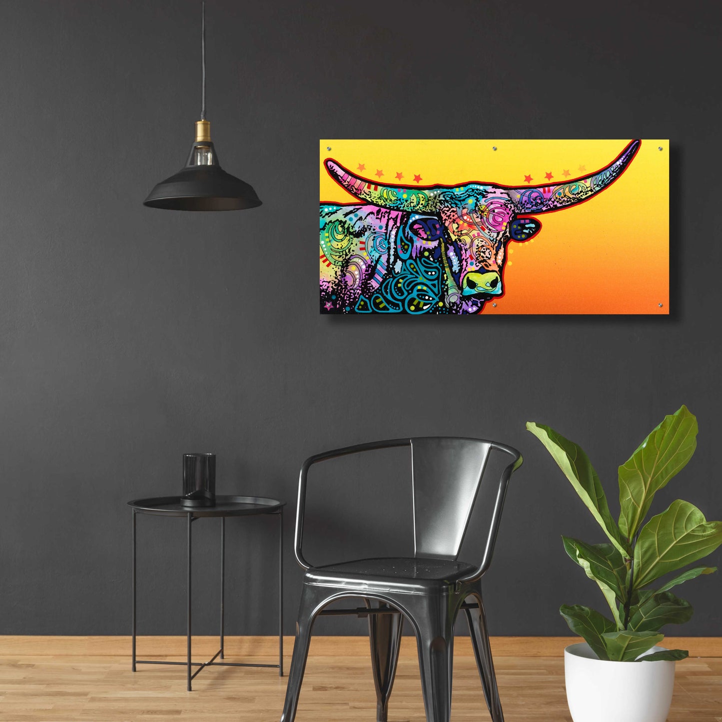 Epic Art 'Longhorn' by Dean Russo, Acrylic Glass Wall Art,48x24