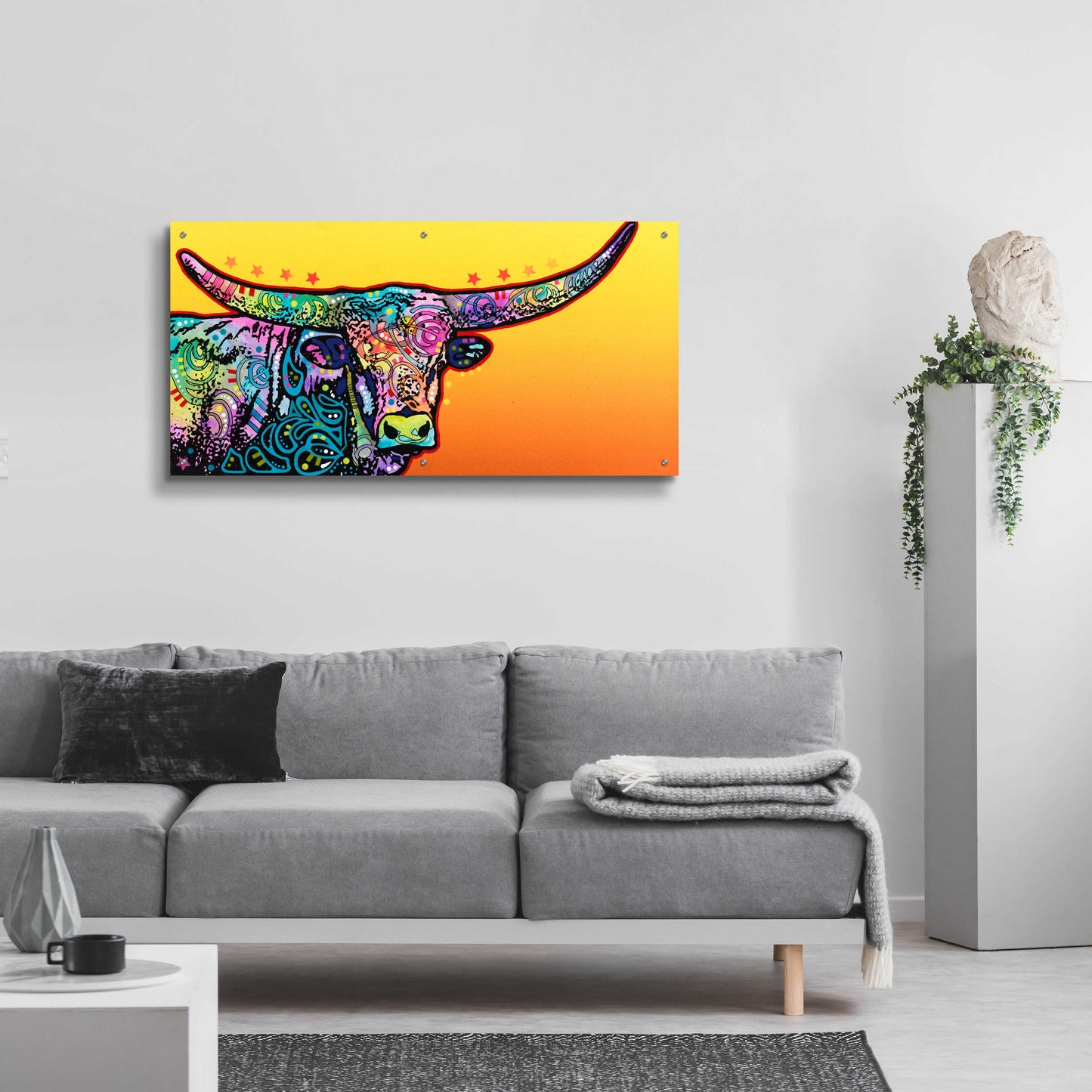 Epic Art 'Longhorn' by Dean Russo, Acrylic Glass Wall Art,48x24