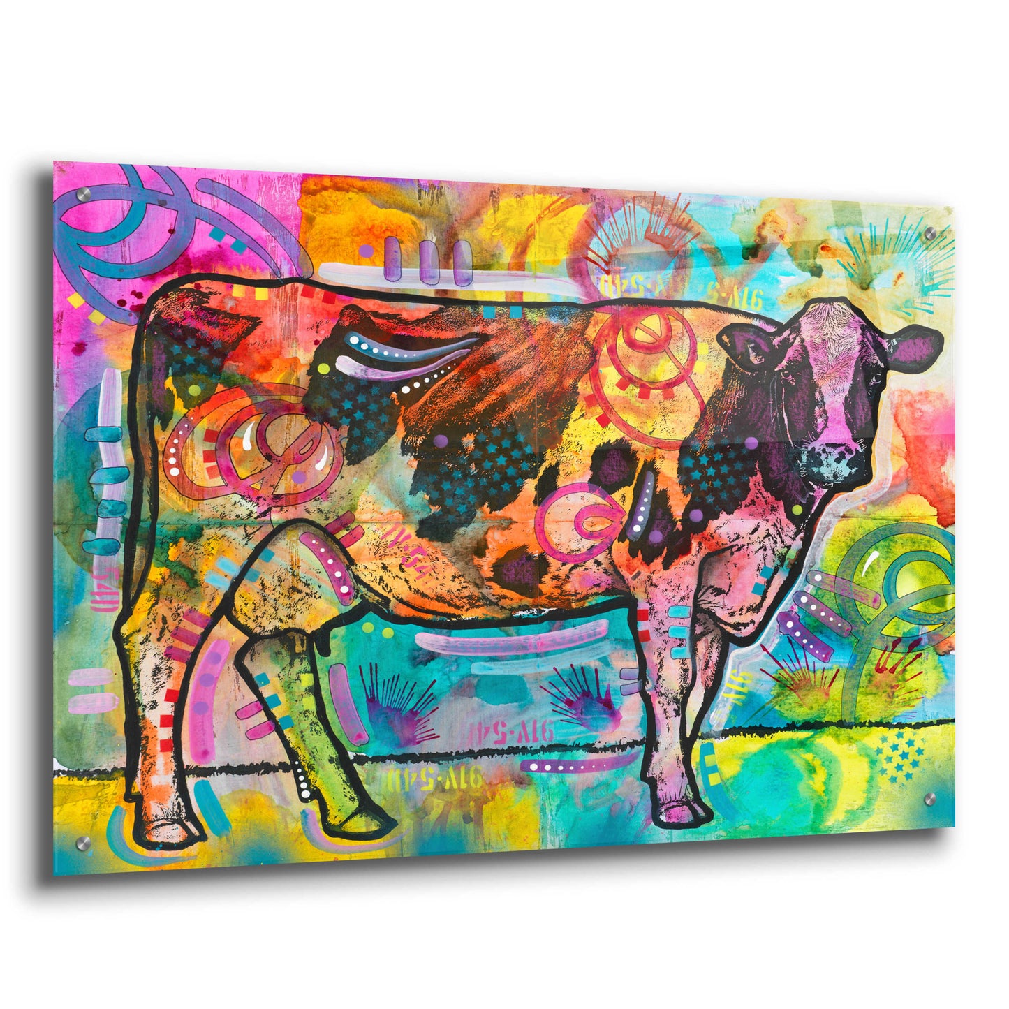 Epic Art 'Cow - Mooove Over Rover' by Dean Russo, Acrylic Glass Wall Art,36x24