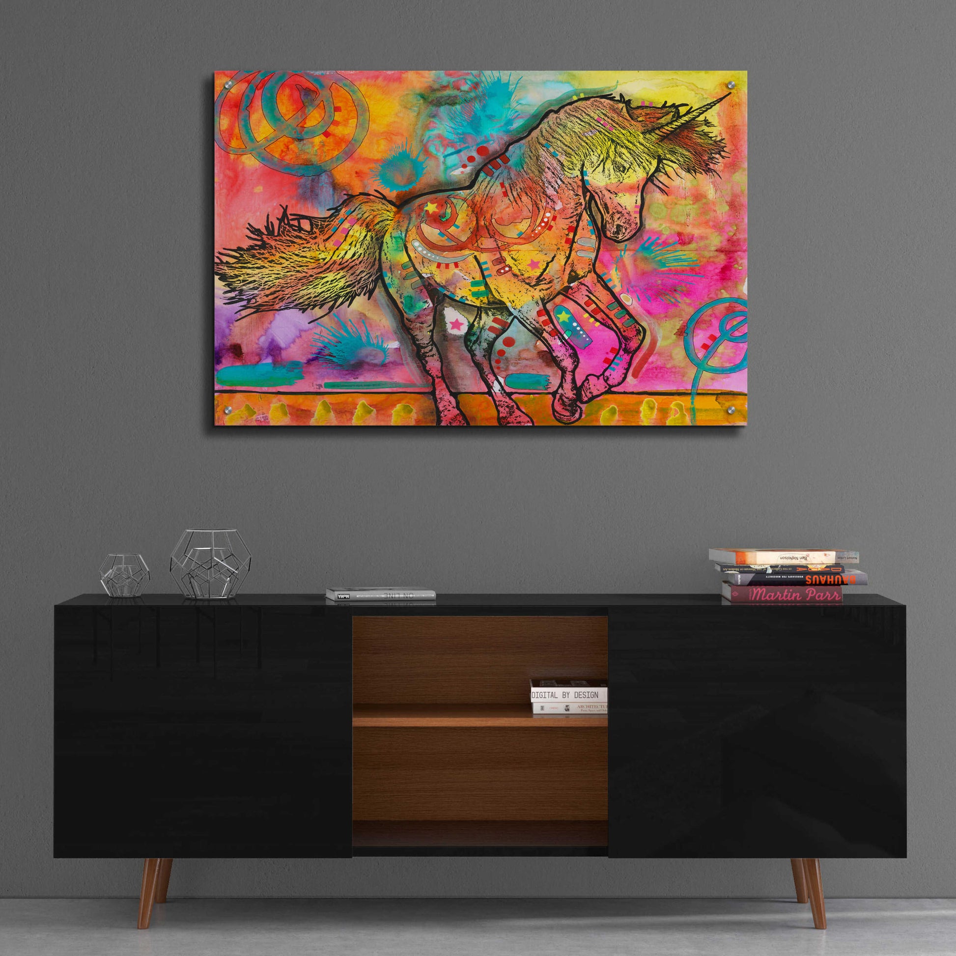 Epic Art 'Unicorn of Love' by Dean Russo, Acrylic Glass Wall Art,36x24