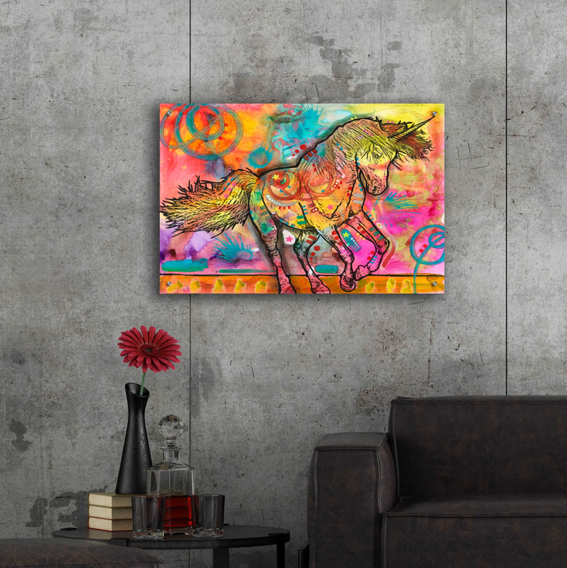 Epic Art 'Unicorn of Love' by Dean Russo, Acrylic Glass Wall Art,36x24