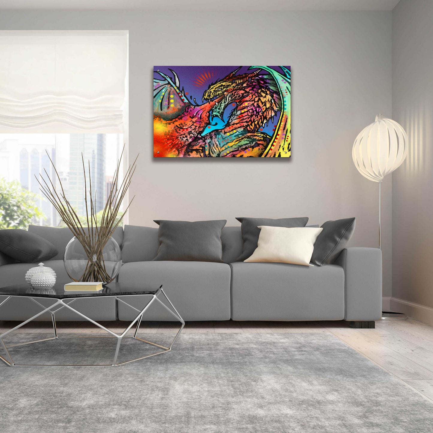 Epic Art 'Dragon Fire' by Dean Russo, Acrylic Glass Wall Art,36x24