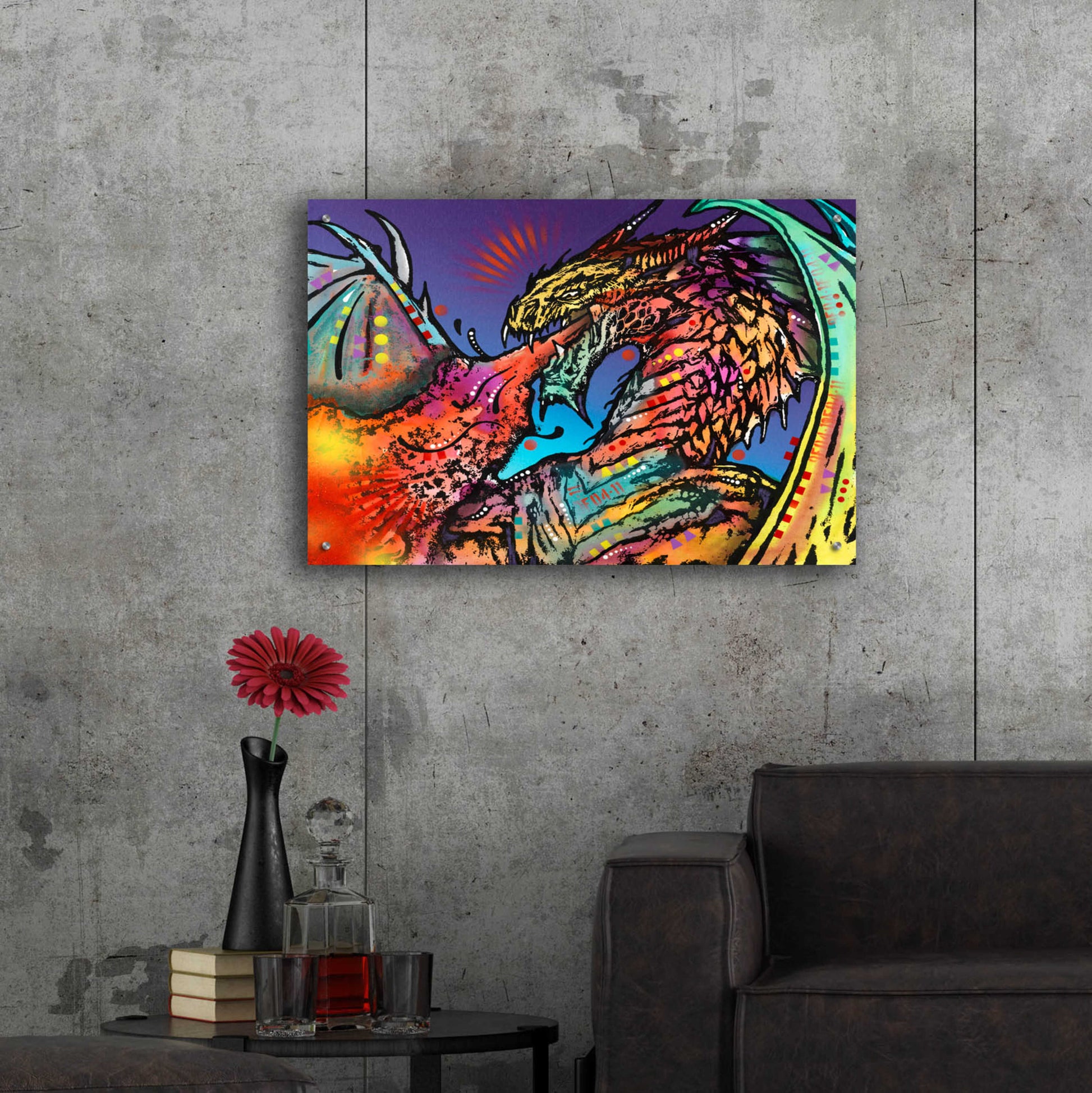 Epic Art 'Dragon Fire' by Dean Russo, Acrylic Glass Wall Art,36x24