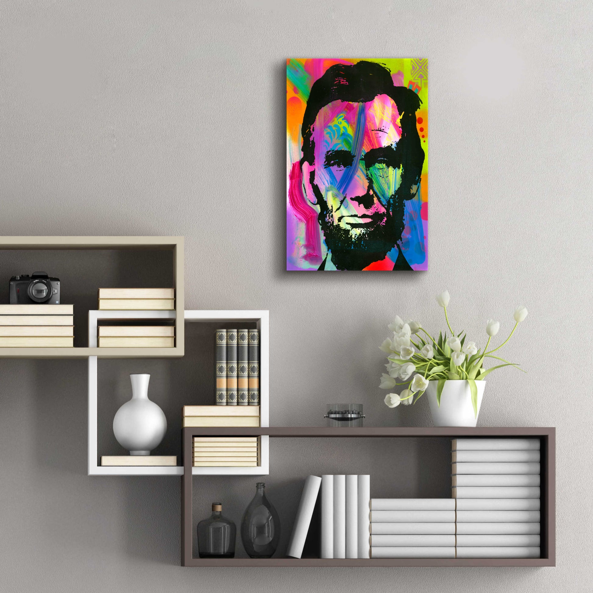 Epic Art 'Abraham Lincoln blue years' by Dean Russo, Acrylic Glass Wall Art,16x24