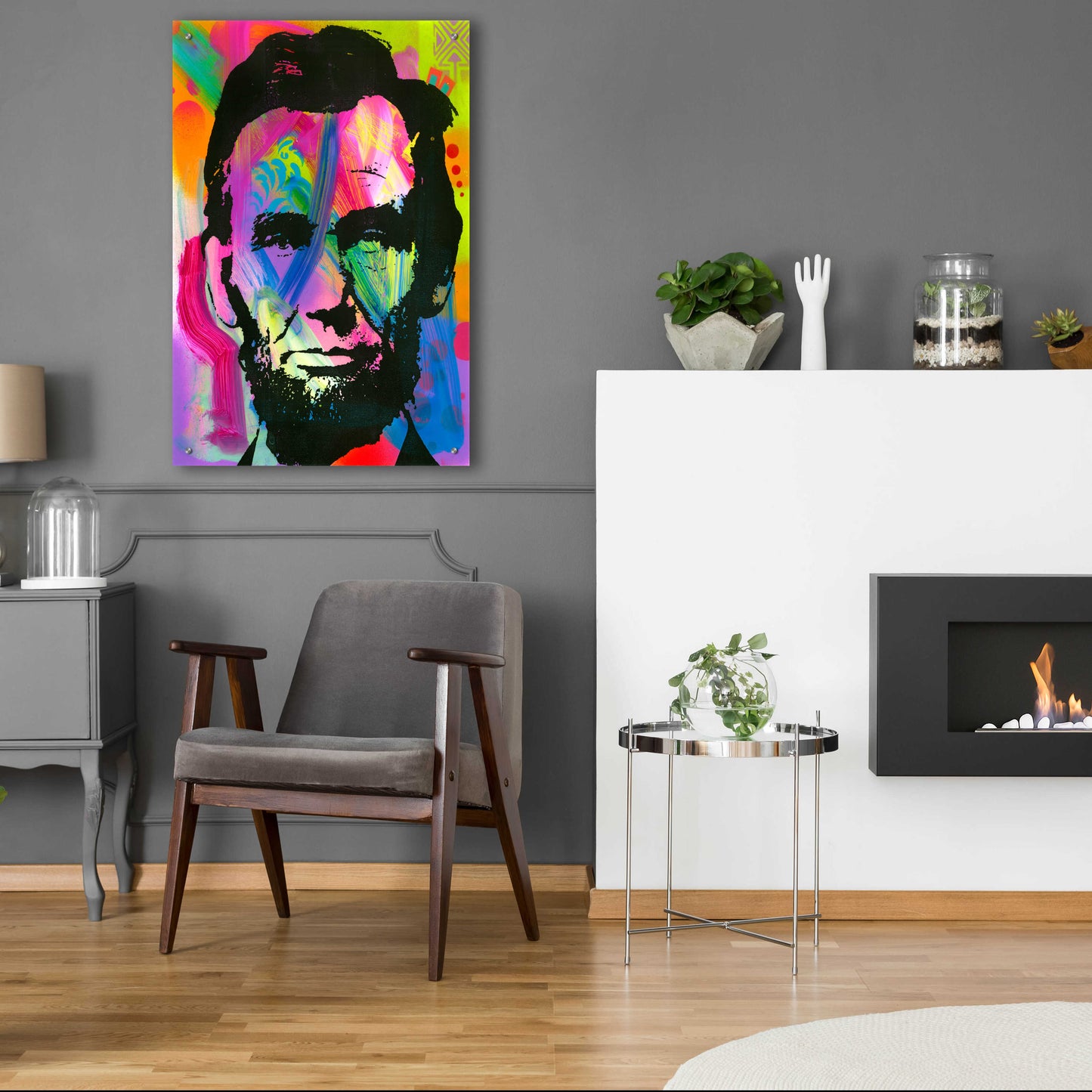 Epic Art 'Abraham Lincoln blue years' by Dean Russo, Acrylic Glass Wall Art,24x36