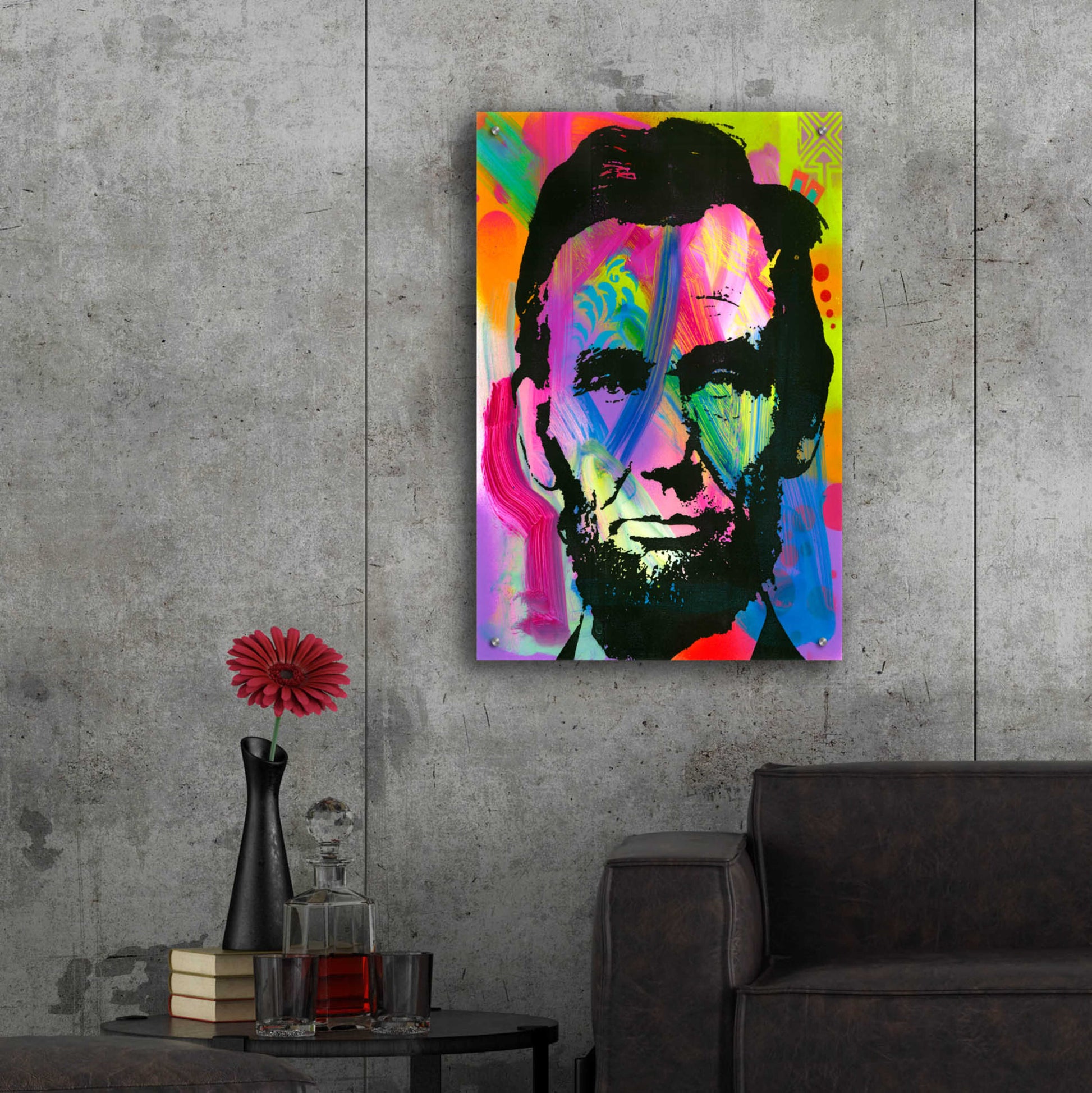 Epic Art 'Abraham Lincoln blue years' by Dean Russo, Acrylic Glass Wall Art,24x36