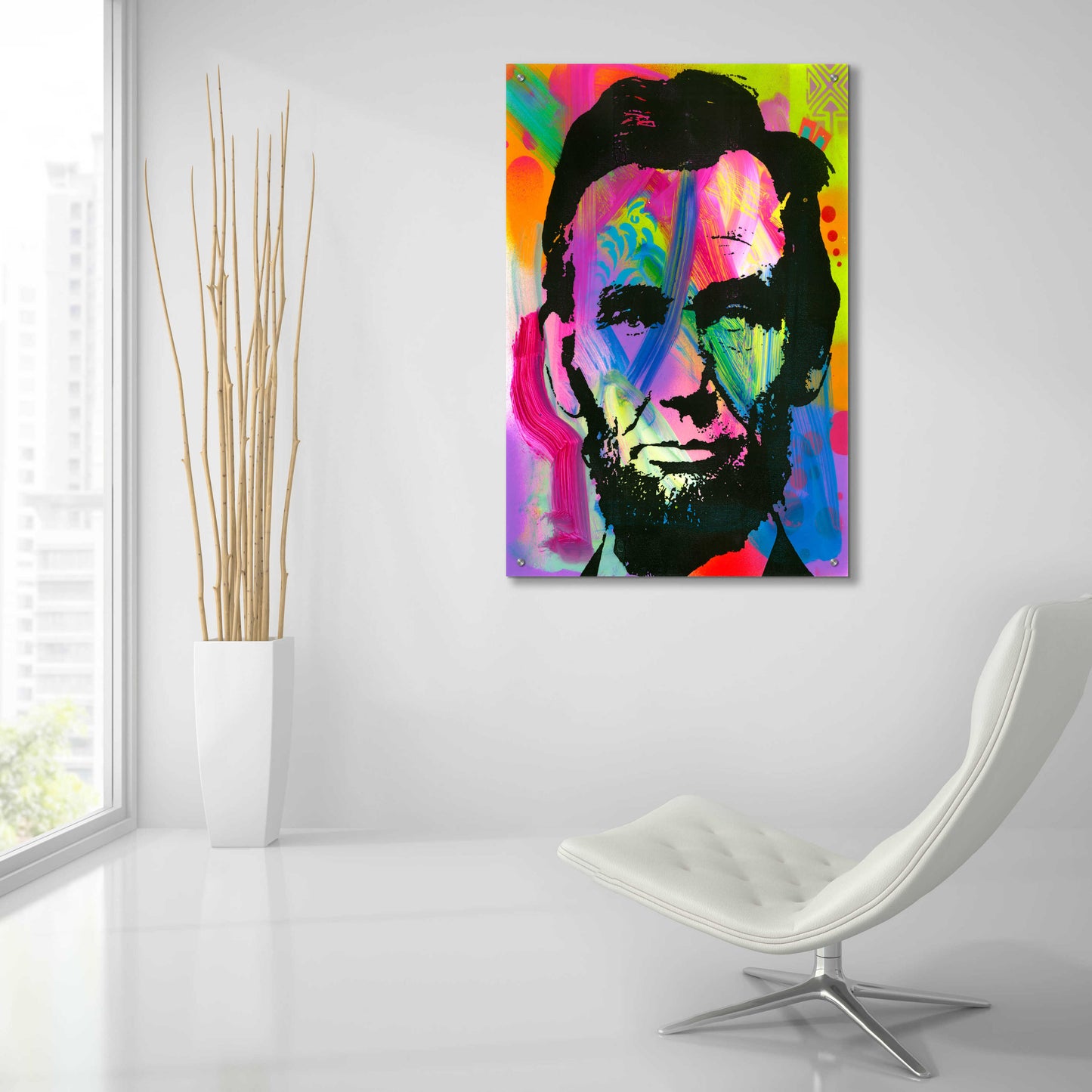 Epic Art 'Abraham Lincoln blue years' by Dean Russo, Acrylic Glass Wall Art,24x36