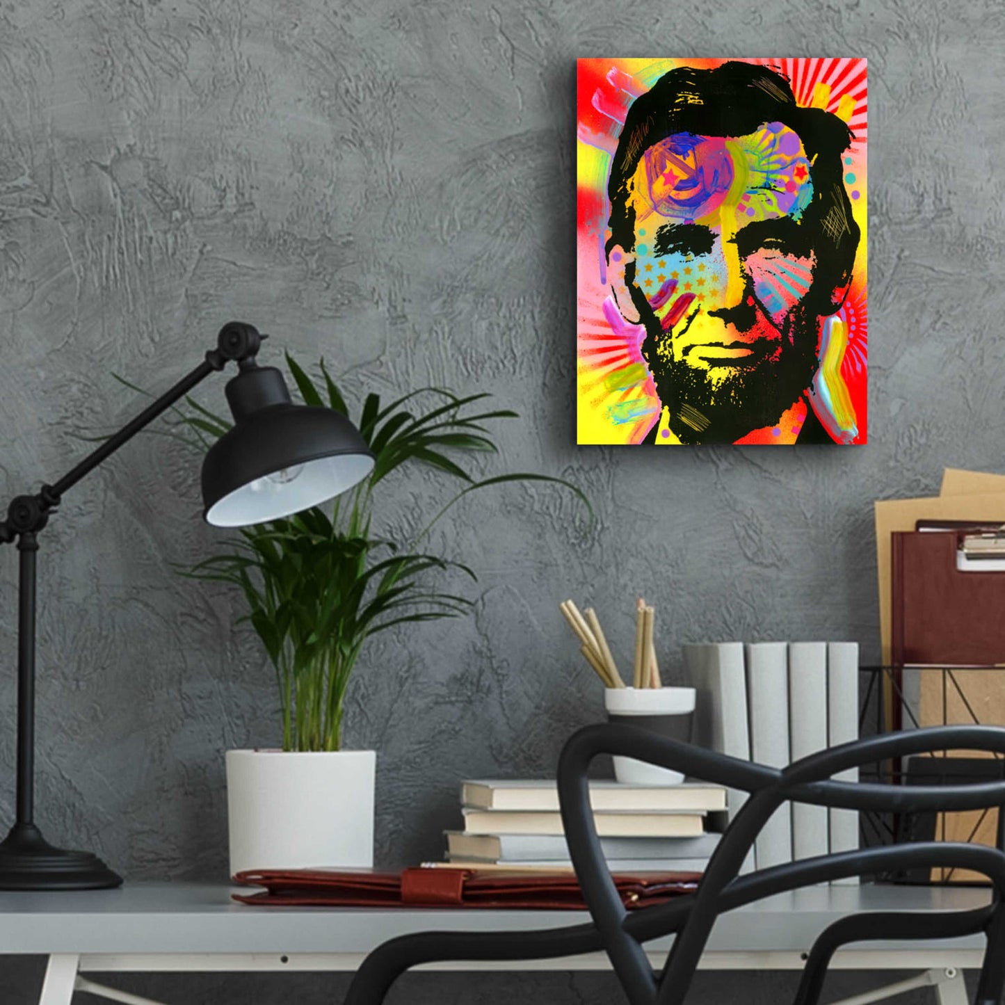 Epic Art 'Lincoln War Paint' by Dean Russo, Acrylic Glass Wall Art,12x16